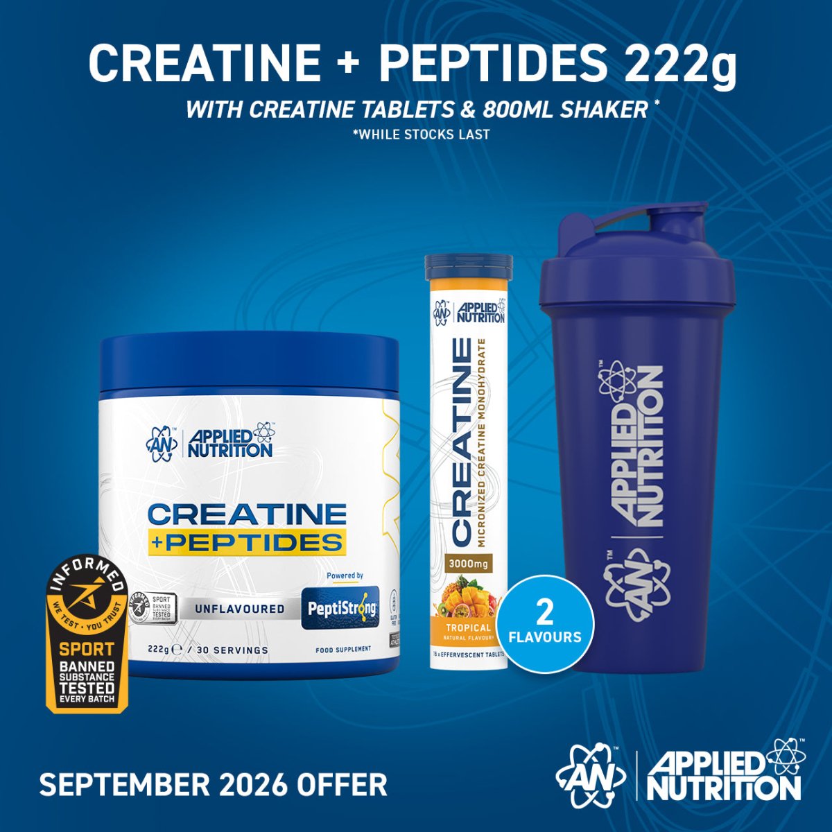 Applied Nutrition Creatine Monohydrate Peptide poudre 222g nature