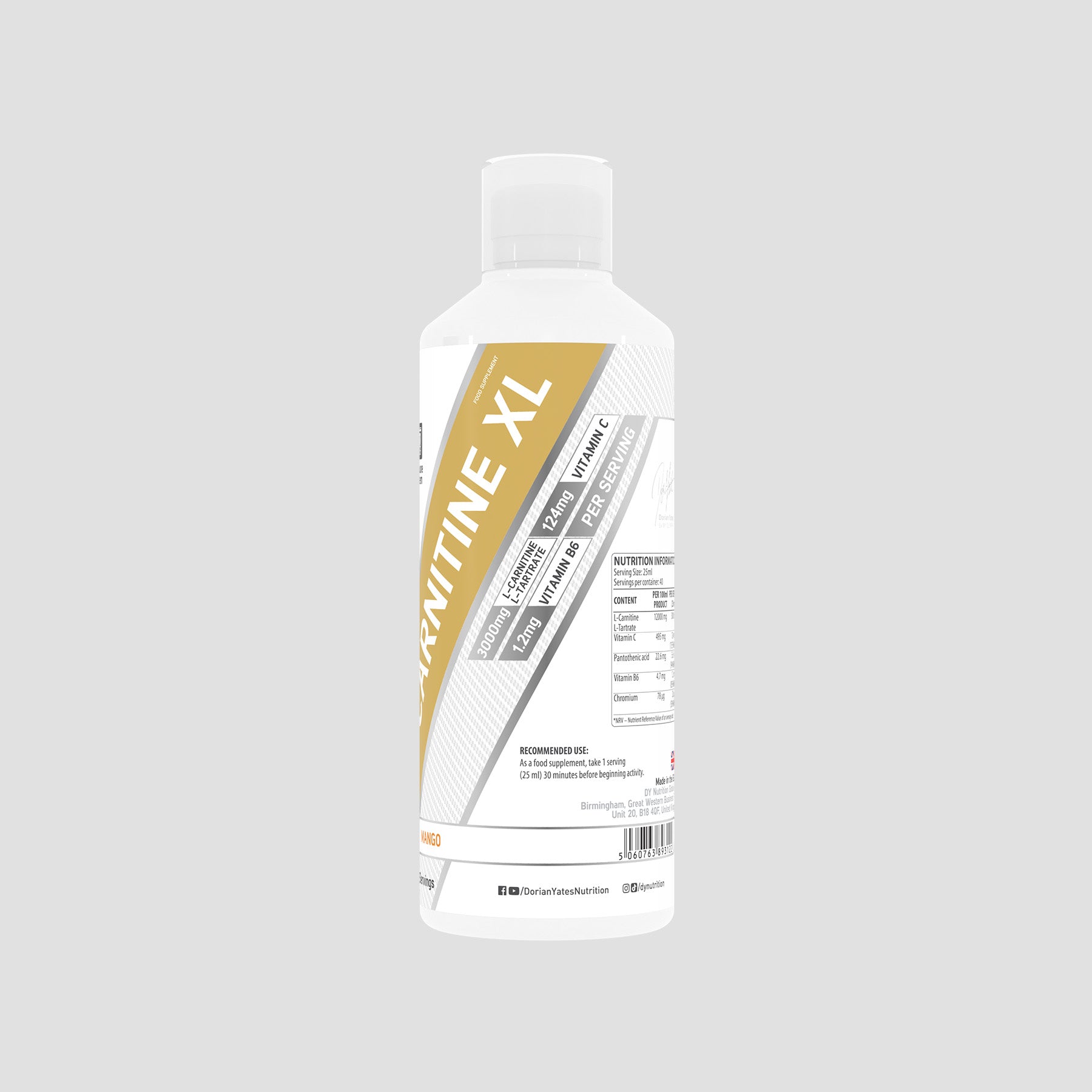 L-Carnitine XL DY Nutrition carnitine liquide 1 L mangue