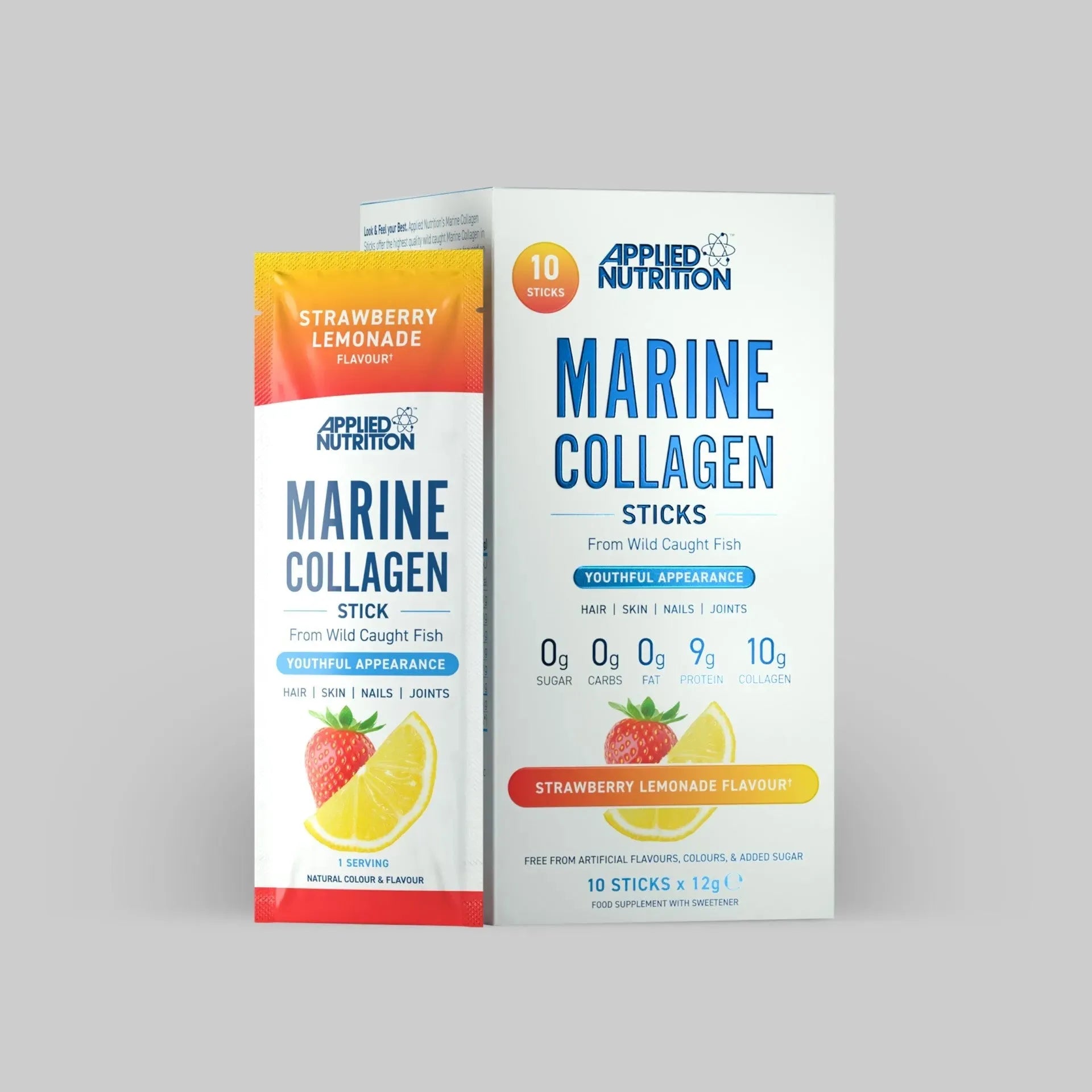 Applied Nutrition Collagen Collagène Marin Fraise Framboise x10