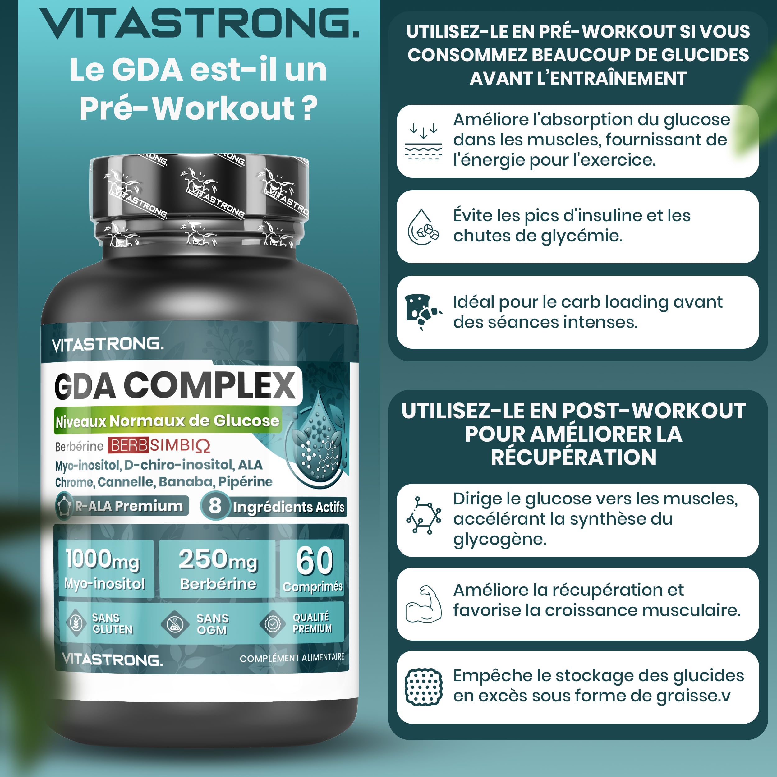 Vitastrong Vitalité Berbérine GDA Complex 250 mg 60 cpr