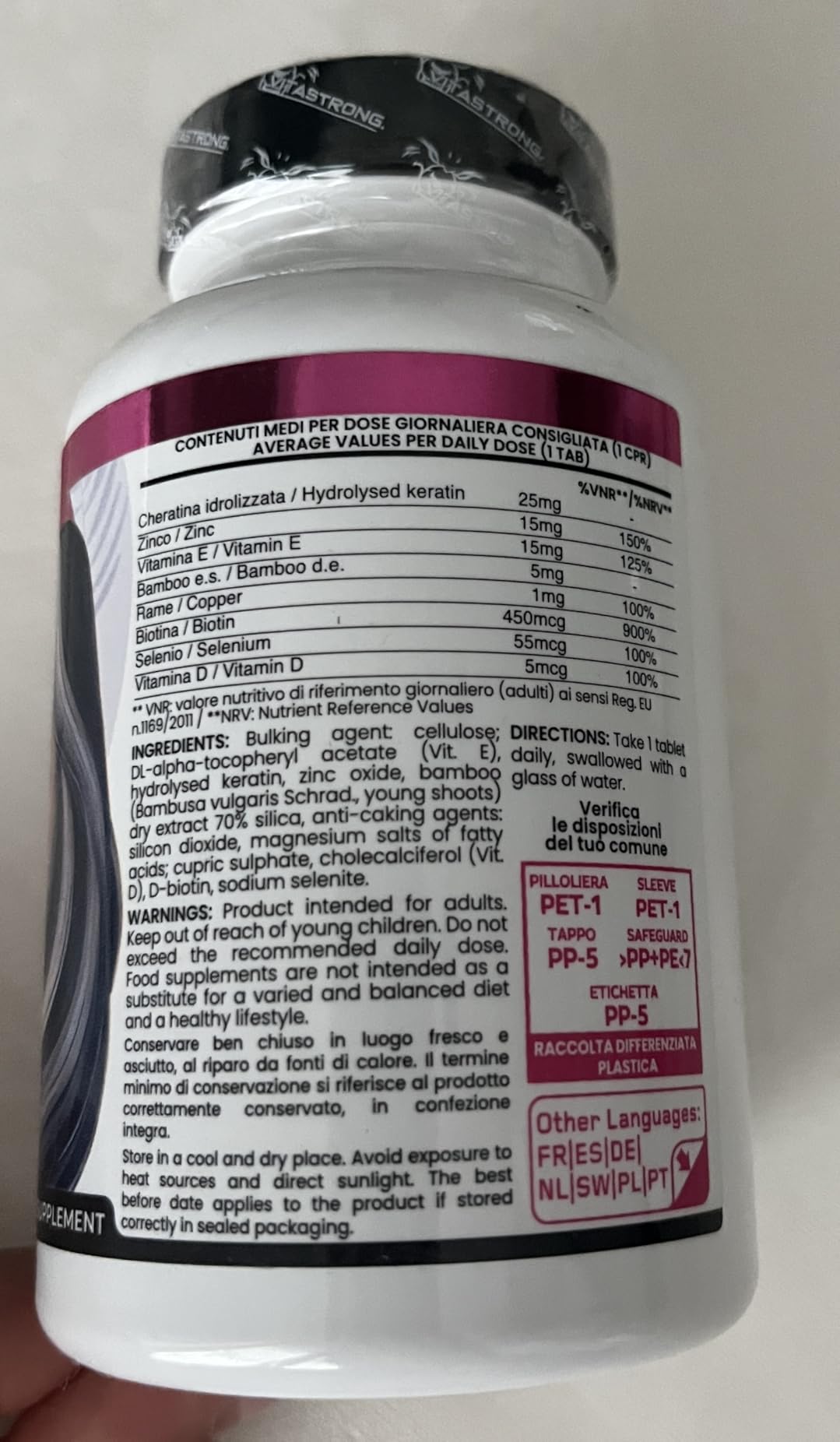 Vitastrong Beauté & Corps Biotine comprimés 450 cpr zinc sélénium
