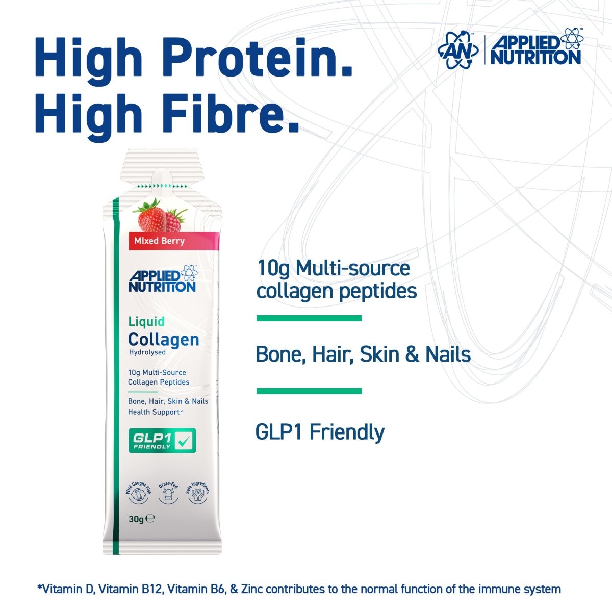 Applied Nutrition Liquid Collagen gel fruits rouges 20 gels