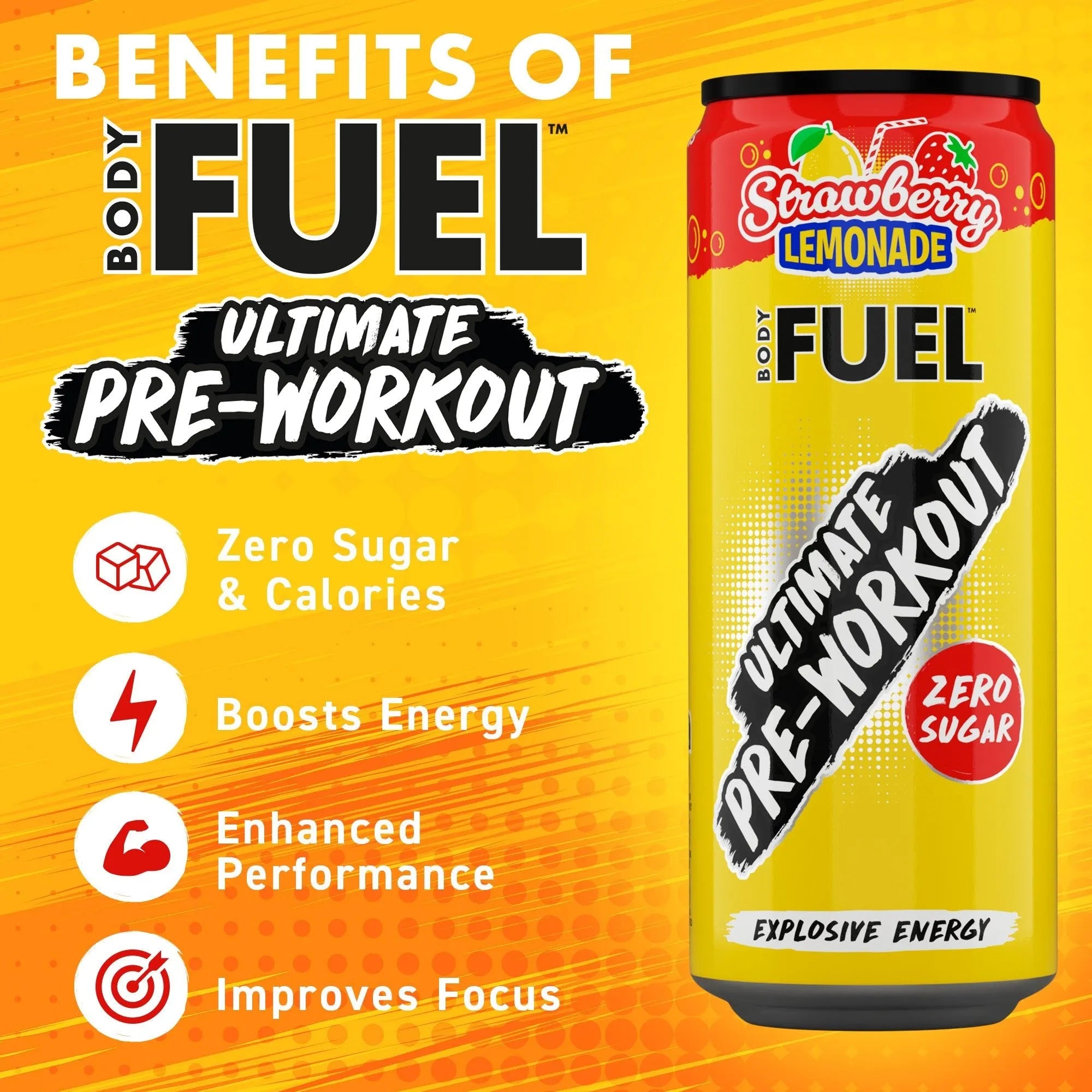 Applied Nutrition BodyFuel Pre-Workout boisson Strawberry Lemonade 12 pack
