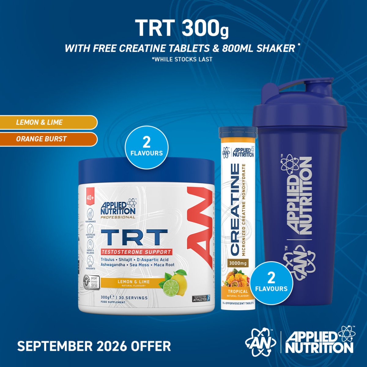 Applied Nutrition TRT testostérone poudre 300g citron