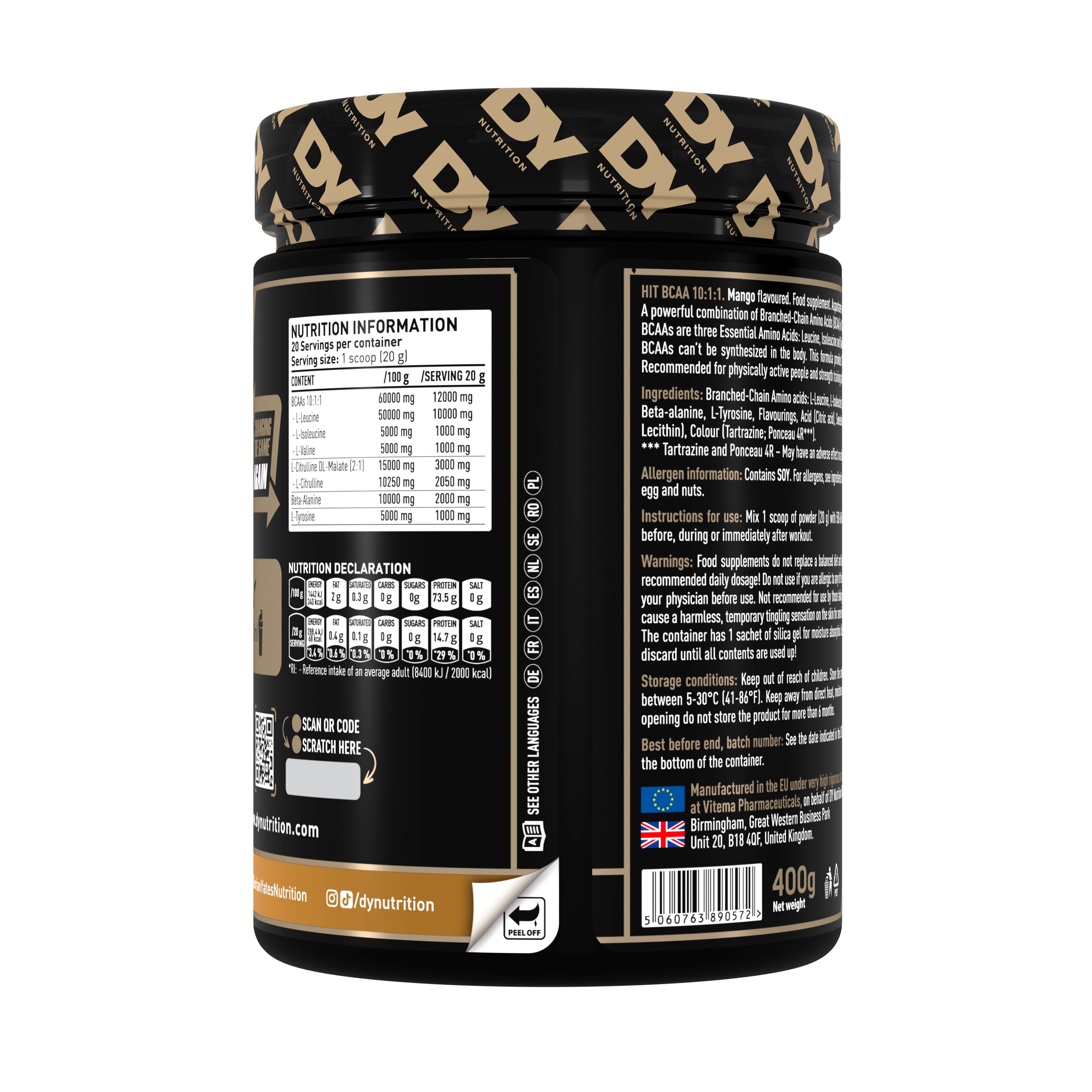 DY Nutrition HIT BCAA 10:1:1 BCAA orange 400 g