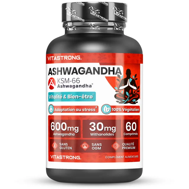 Vitastrong Vitalité Ashwagandha KSM-66 600mg 60 Comprimés Vegan