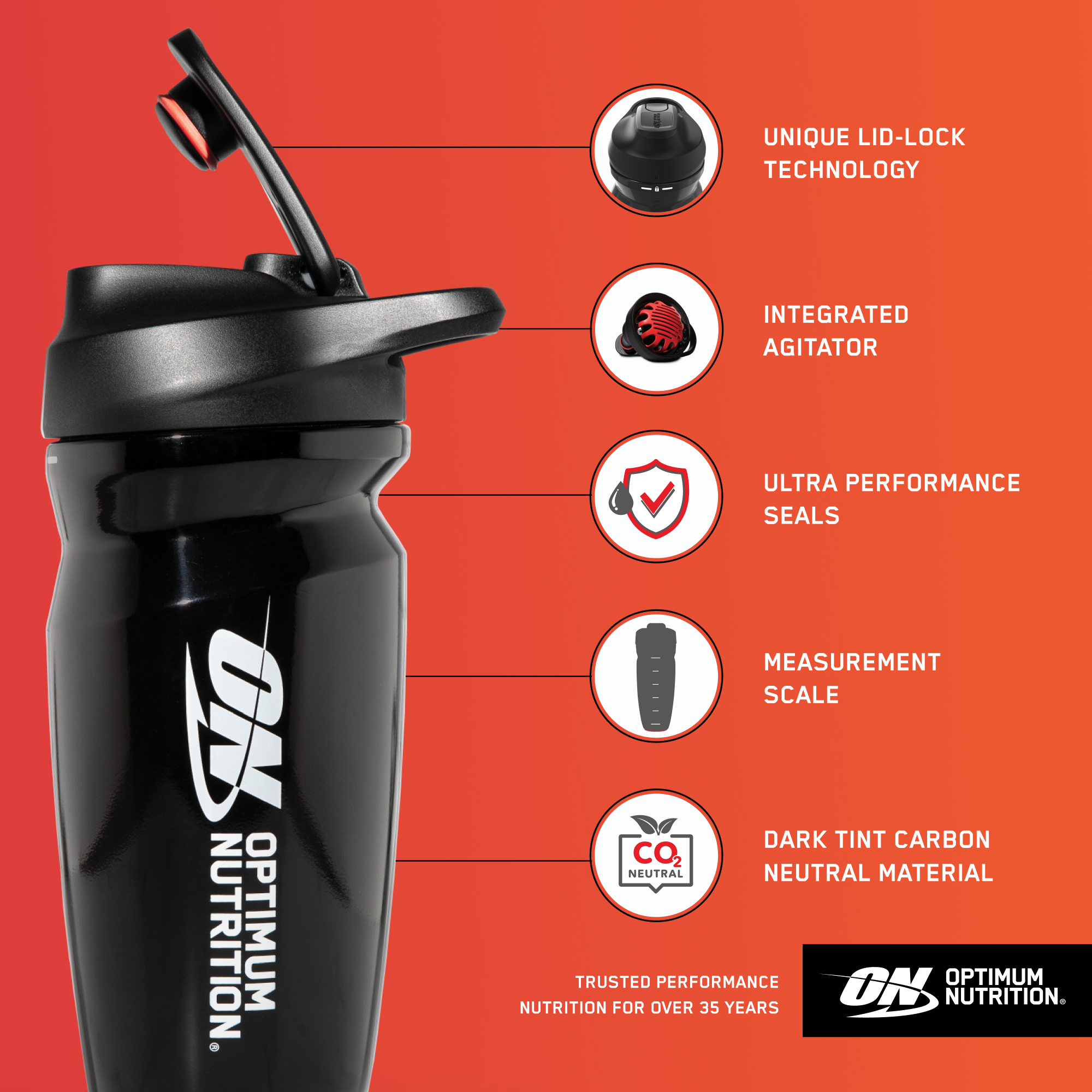 Optimum Nutrition Accessories Opti-Lock Shaker anti-fuite