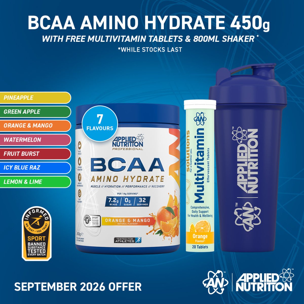 Applied Nutrition BCAA Amino Hydrate Icy Blue Raz 450 g
