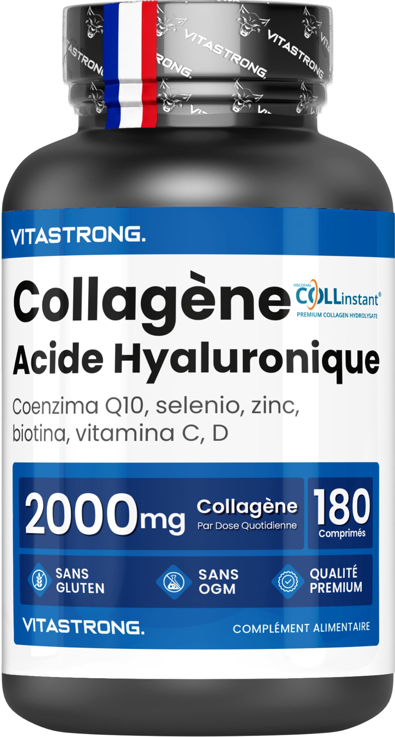 Vitastrong Beauté collagène comprimés 180 acide hyaluronique