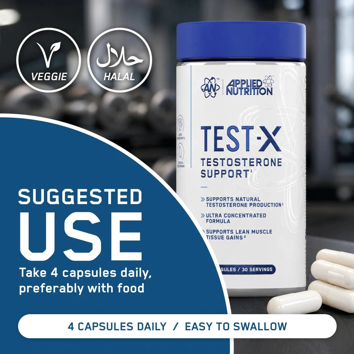 Applied Nutrition Test X Testostérone Homme 120 Gélules