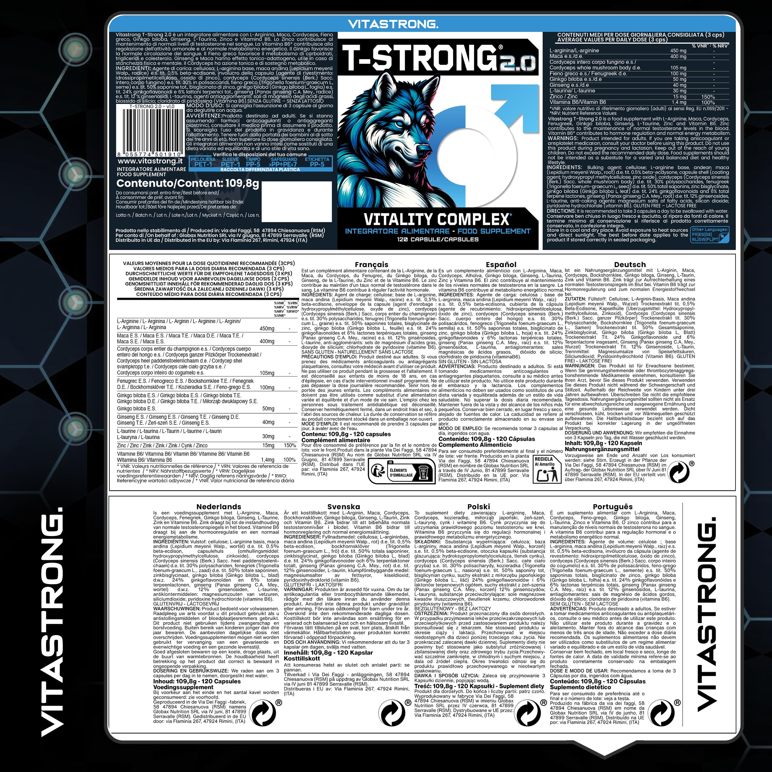 Vitastrong Vitalité Maca Complex 120 gélules arginine zinc