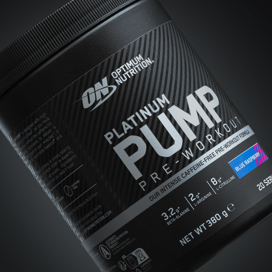 Optimum Nutrition Platinum Pump pré-workout sans caféine 380 g framboise