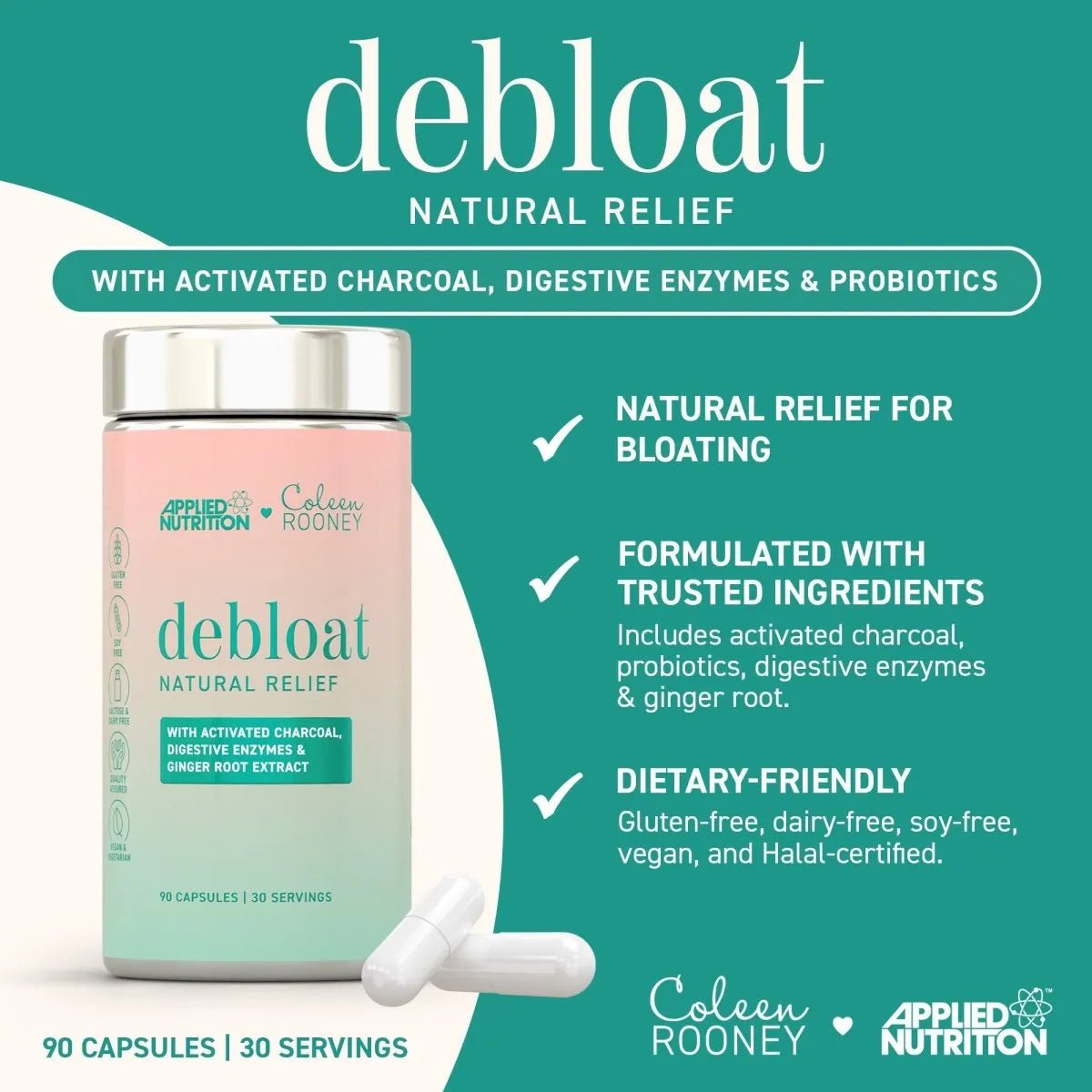 Applied Nutrition Coleen Rooney Debloat Gélules Digestion 90 gélules
