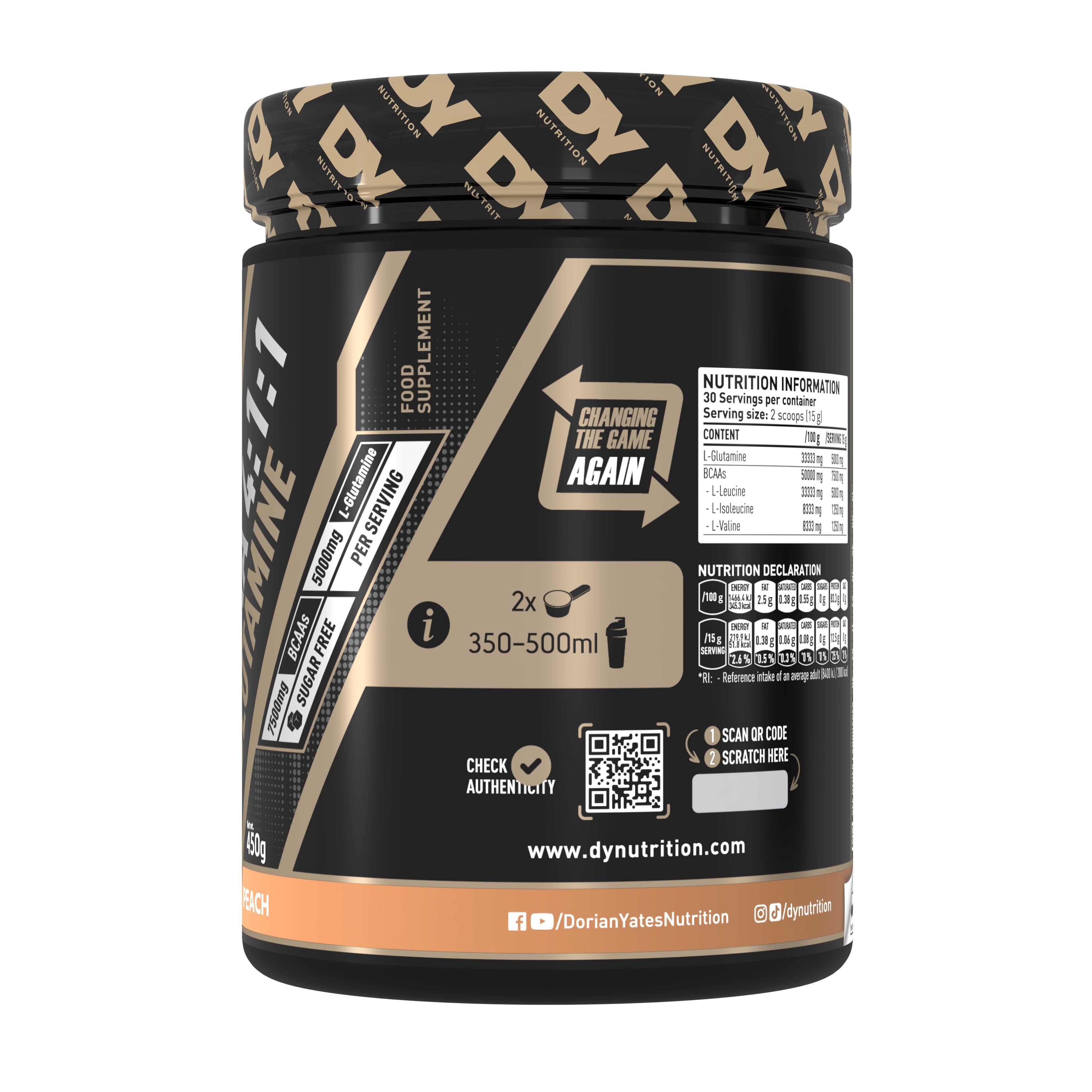DY HIT BCAA 4:1:1 Glutamine 450g poudre fraise