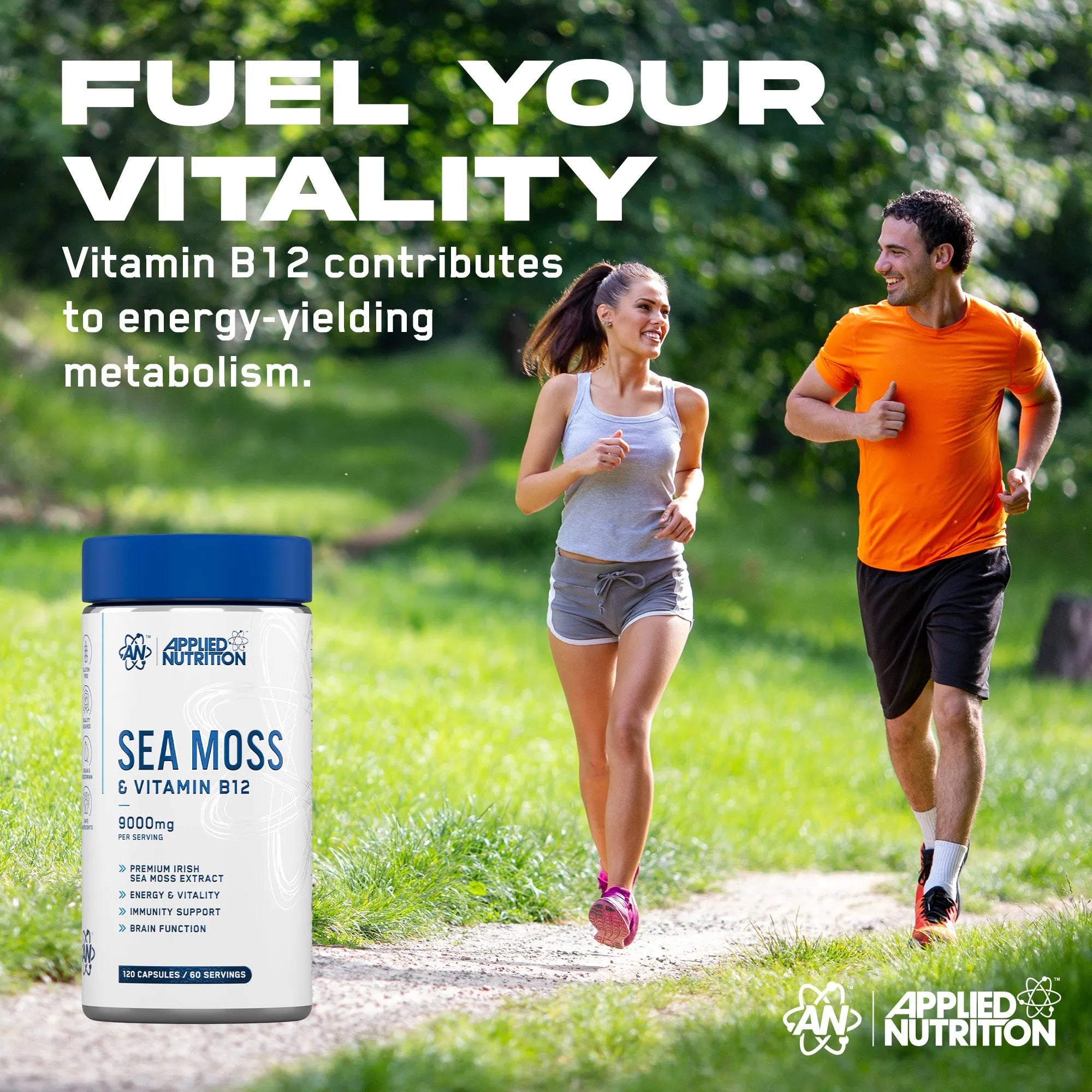 Applied Nutrition Vitality Sea Moss B12 Gélules 120 Énergie