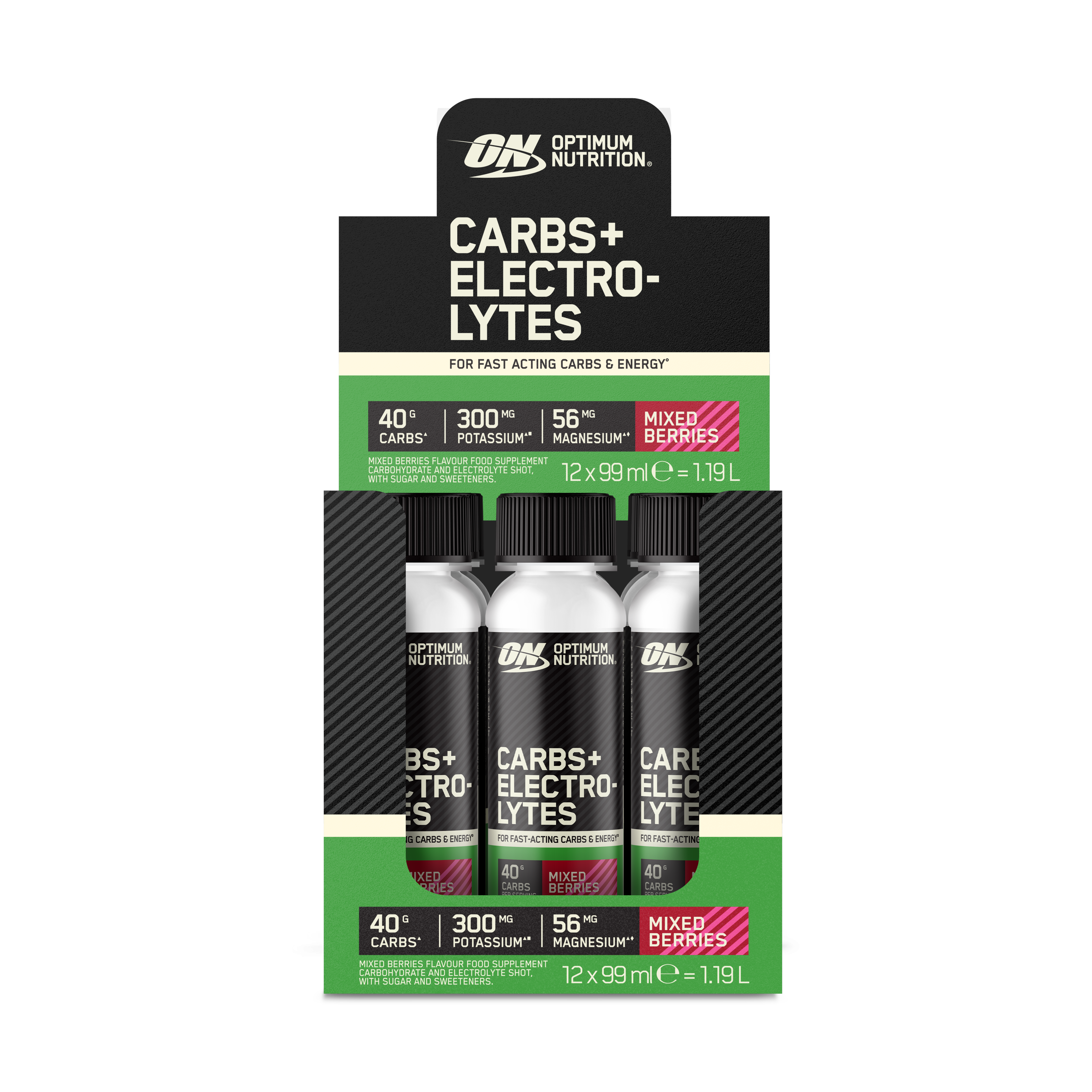 Optimum Nutrition Carbs Shot électrolytes berries 12x99 ml