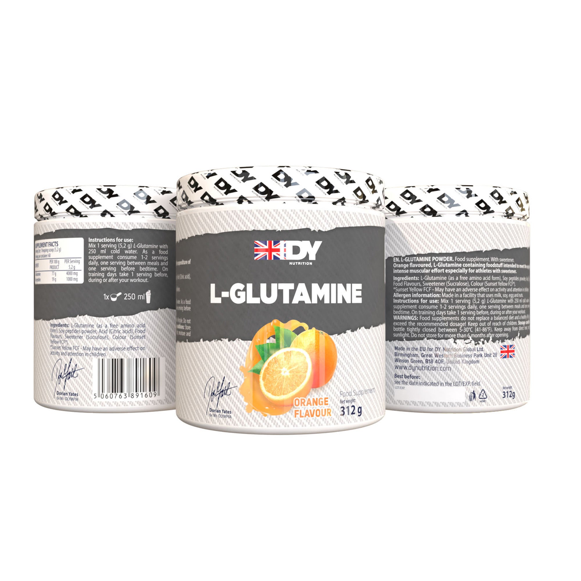 DY Nutrition L-Glutamine poudre 312g pomme verte