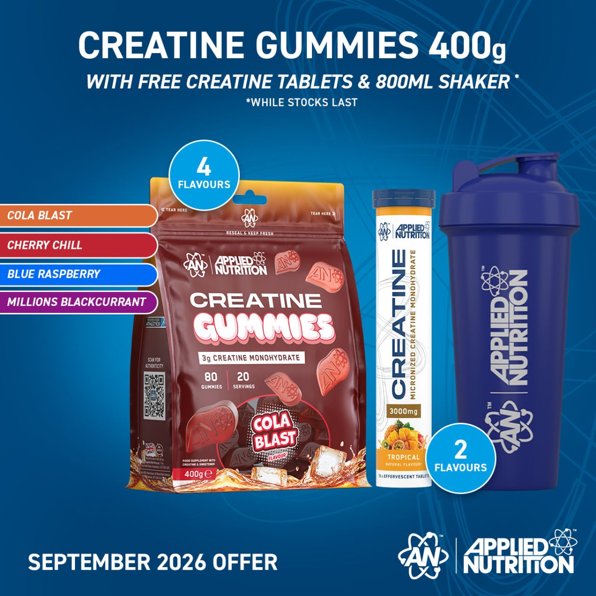 Applied Nutrition Creatine gummies framboise bleue 20 doses