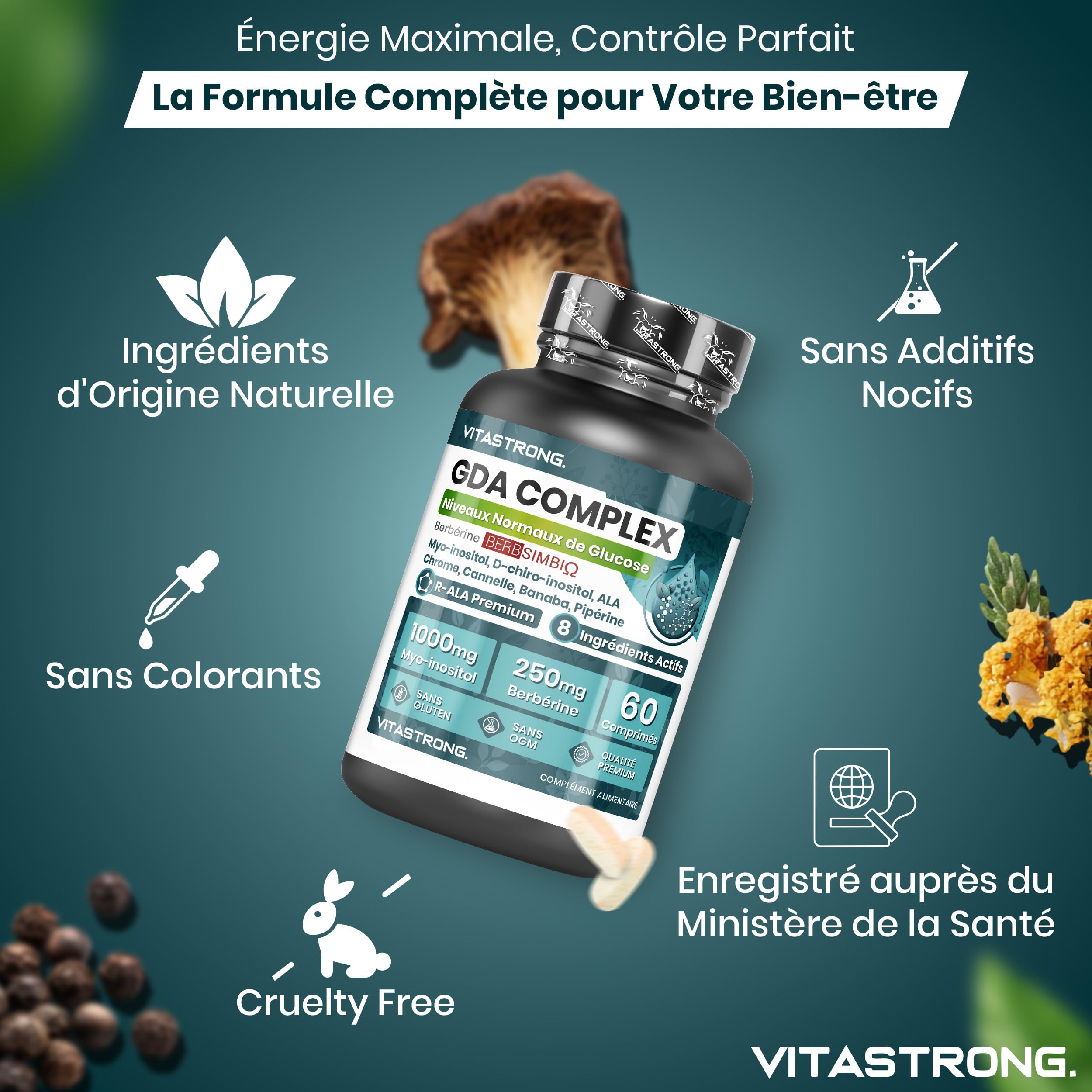 Vitastrong Vitalité Berbérine GDA Complex 250 mg 60 cpr