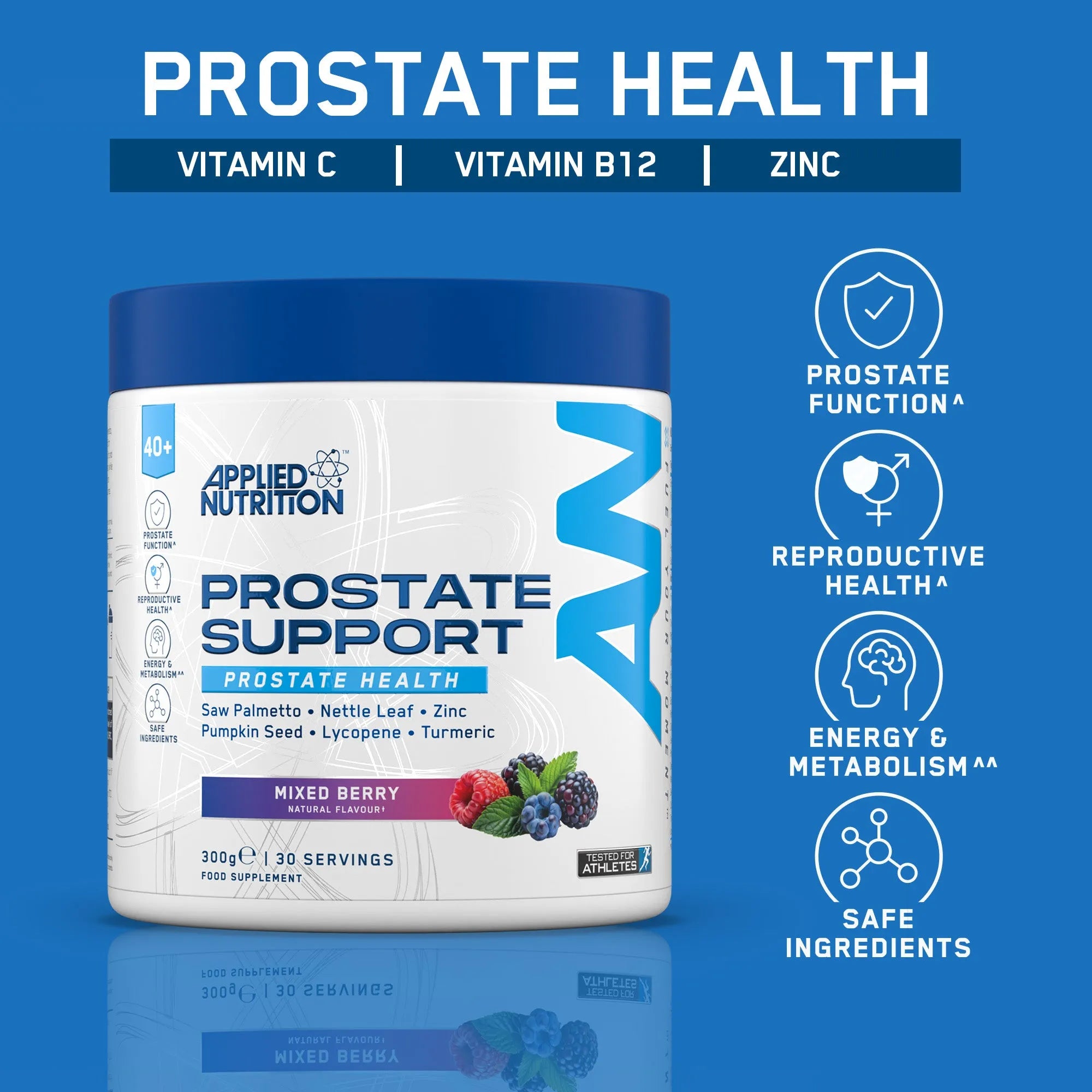 Applied Nutrition 40+ Prostate poudre Fruits Rouges 300g