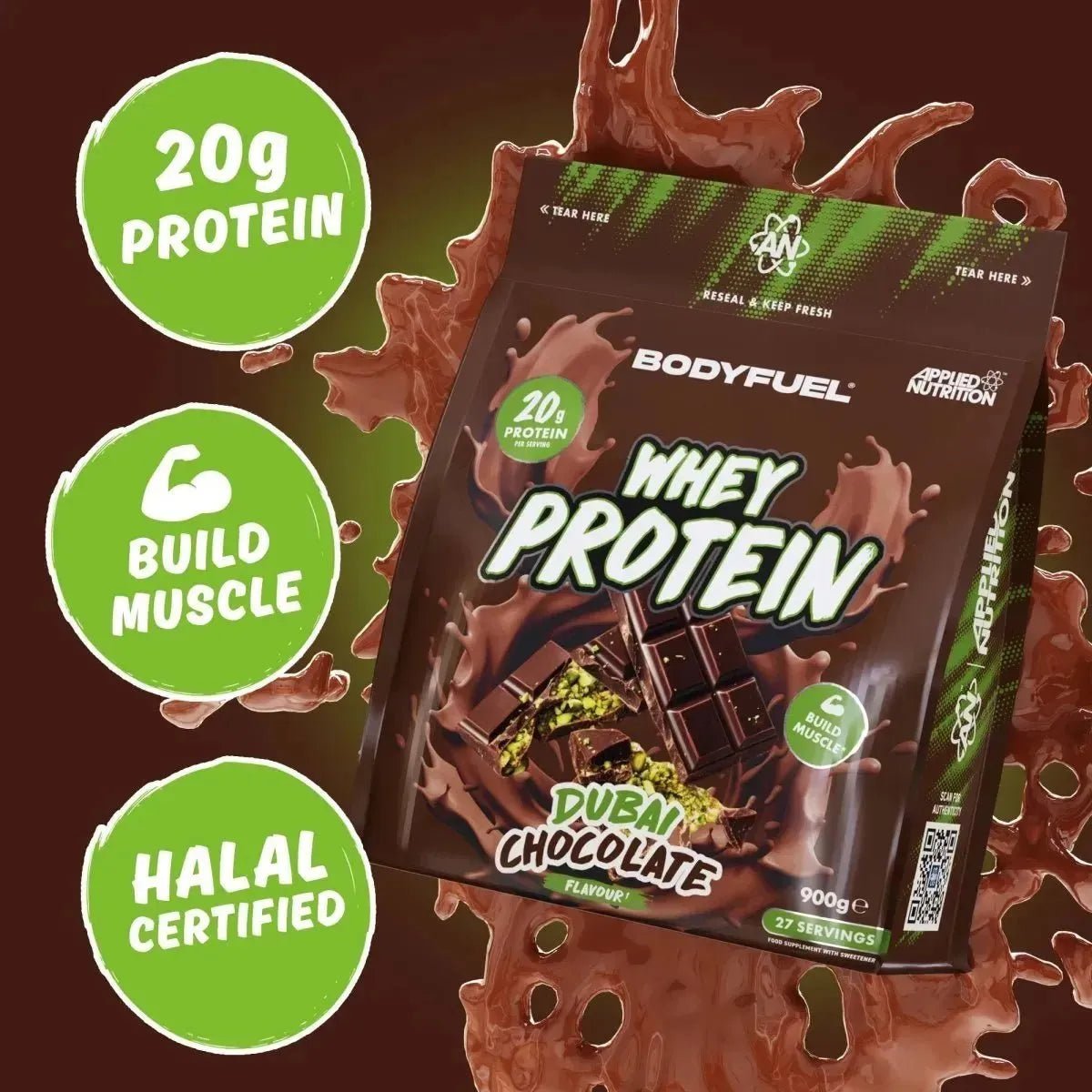 Applied BodyFuel Whey Protein Dubai Chocolate 900g 20g