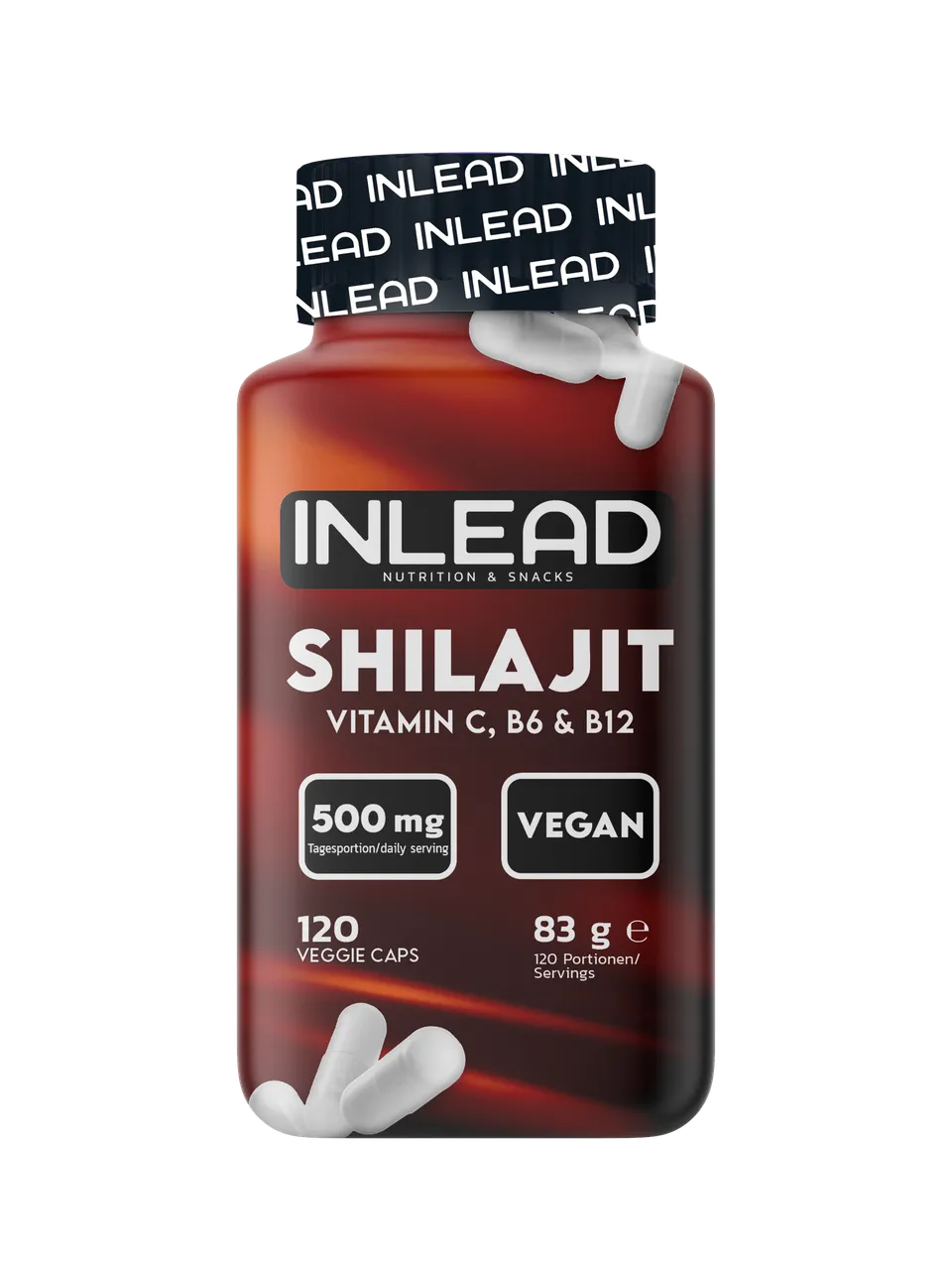 Inlead Shilajit extrait 120 gélules vitamines C B6 B12