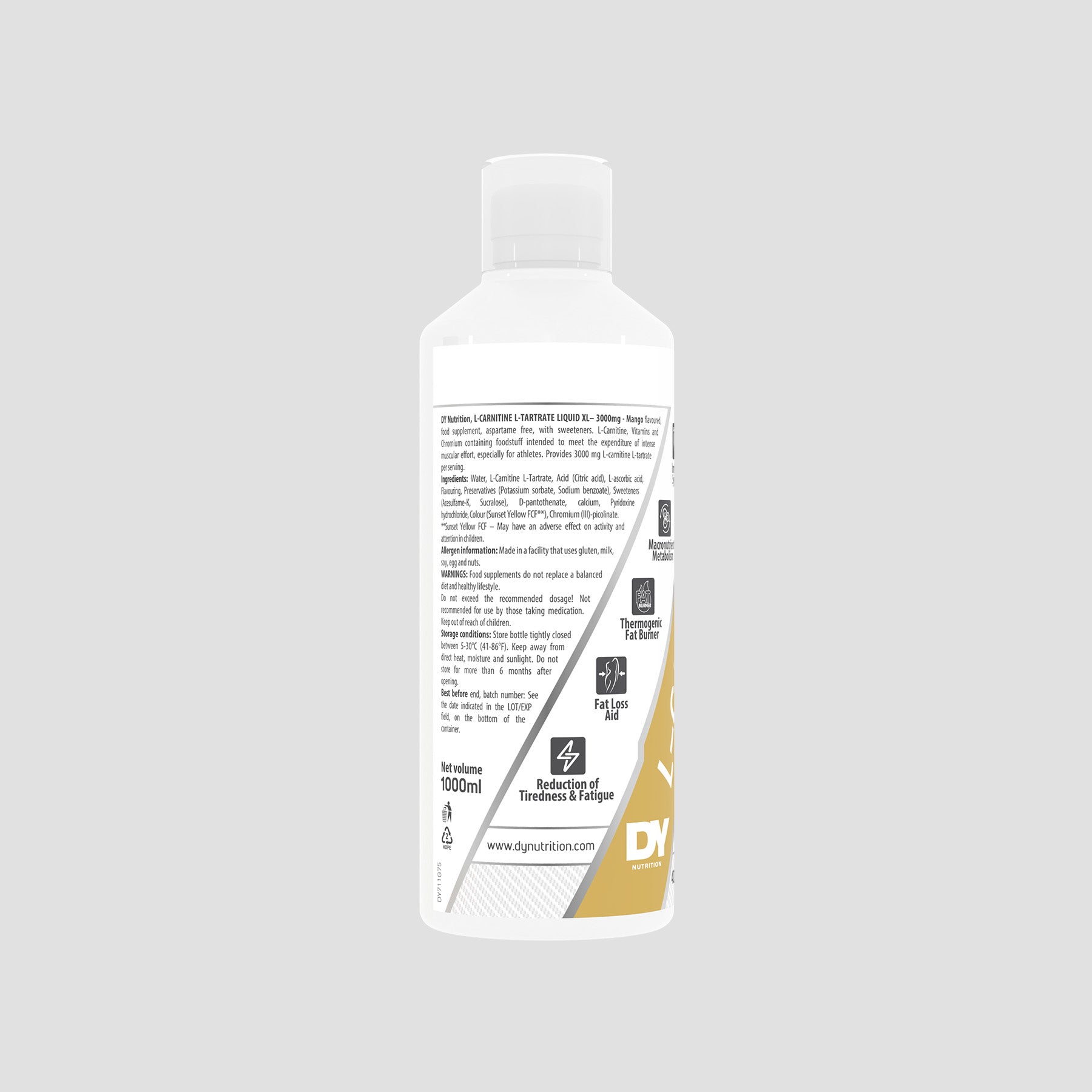L-Carnitine XL DY Nutrition carnitine liquide 1 L mangue