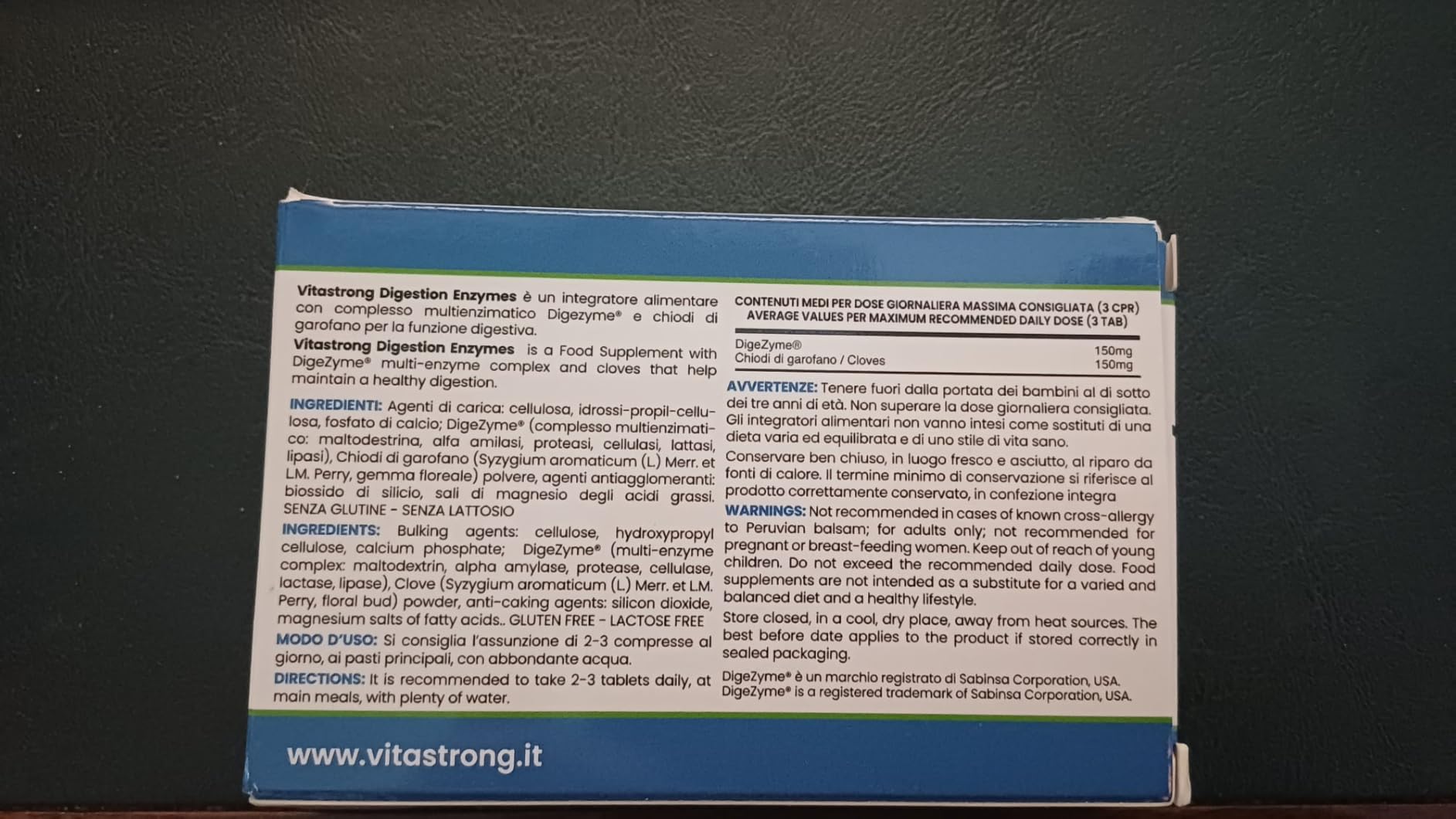 Vitastrong Digestion Enzymes Digestives 60 comprimés DigeZyme
