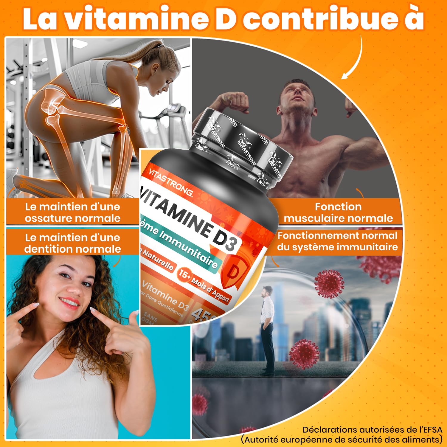 Vitastrong Vitamines D3 2000 UI comprimés 450 cpr 50 mcg