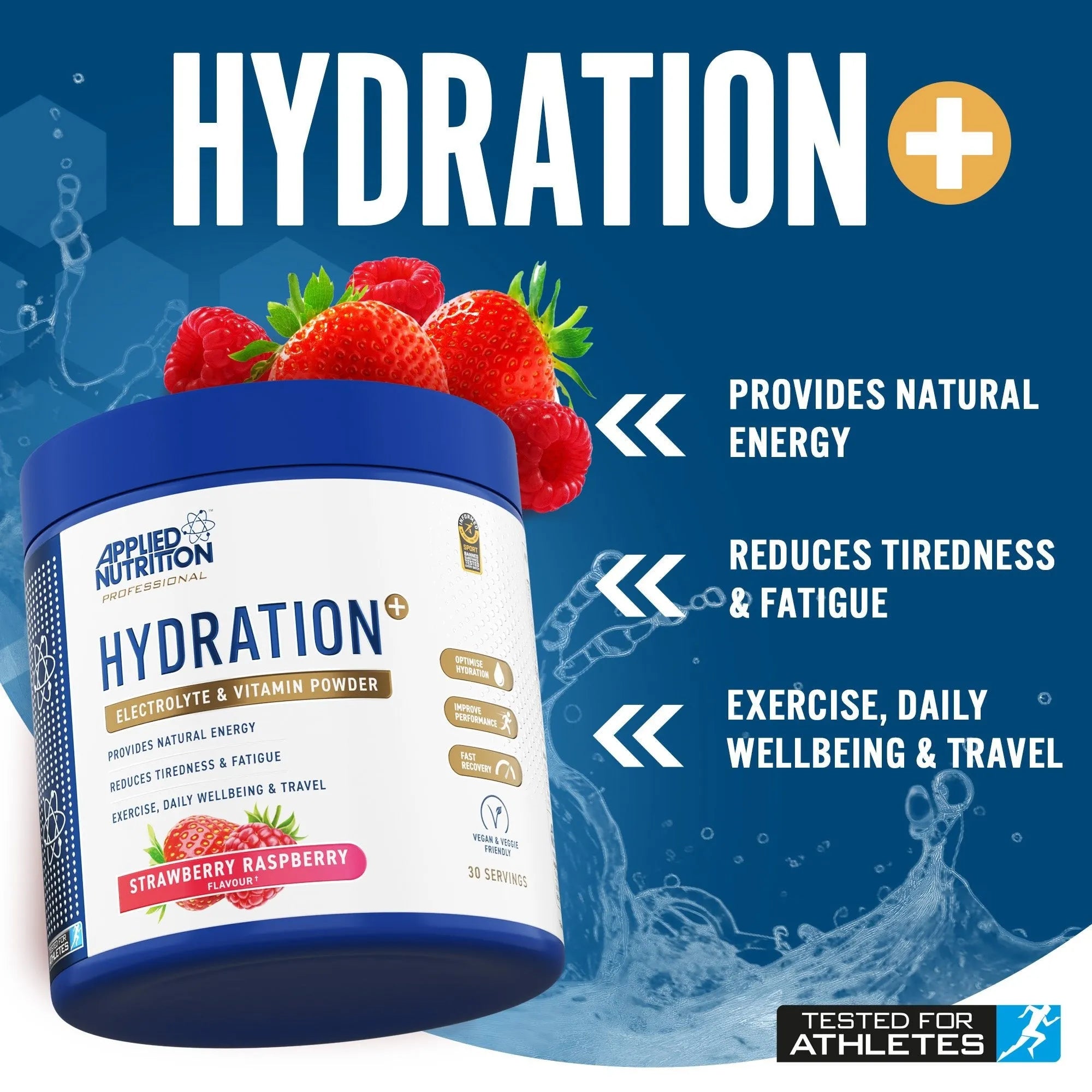 Applied Nutrition Hydration+ Poudre Électrolytes Tropical Vibes 240g