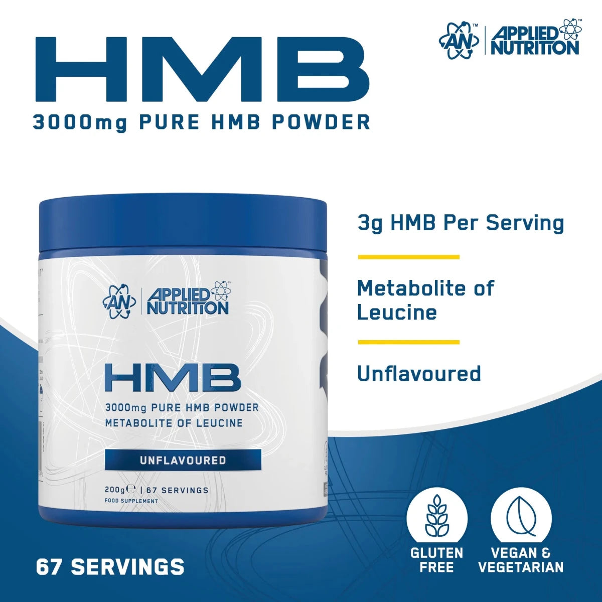 Applied Nutrition HMB poudre récupération 200 g 67 doses