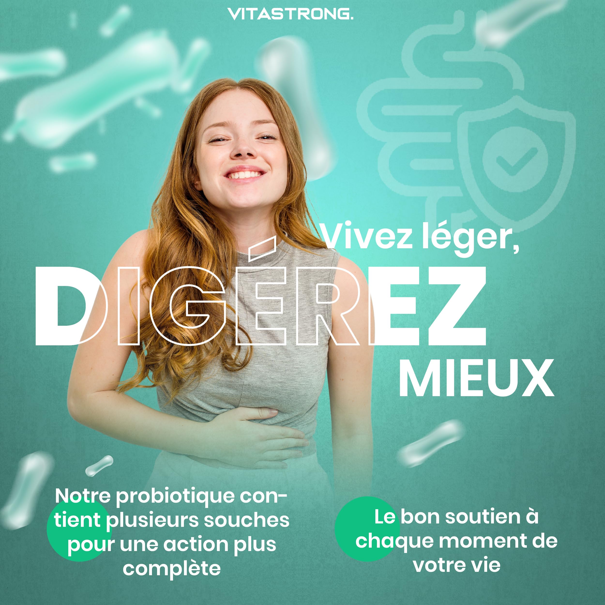 Vitastrong Probiotique Flore Intestinale 30 Milliards UFC 30 Gélules