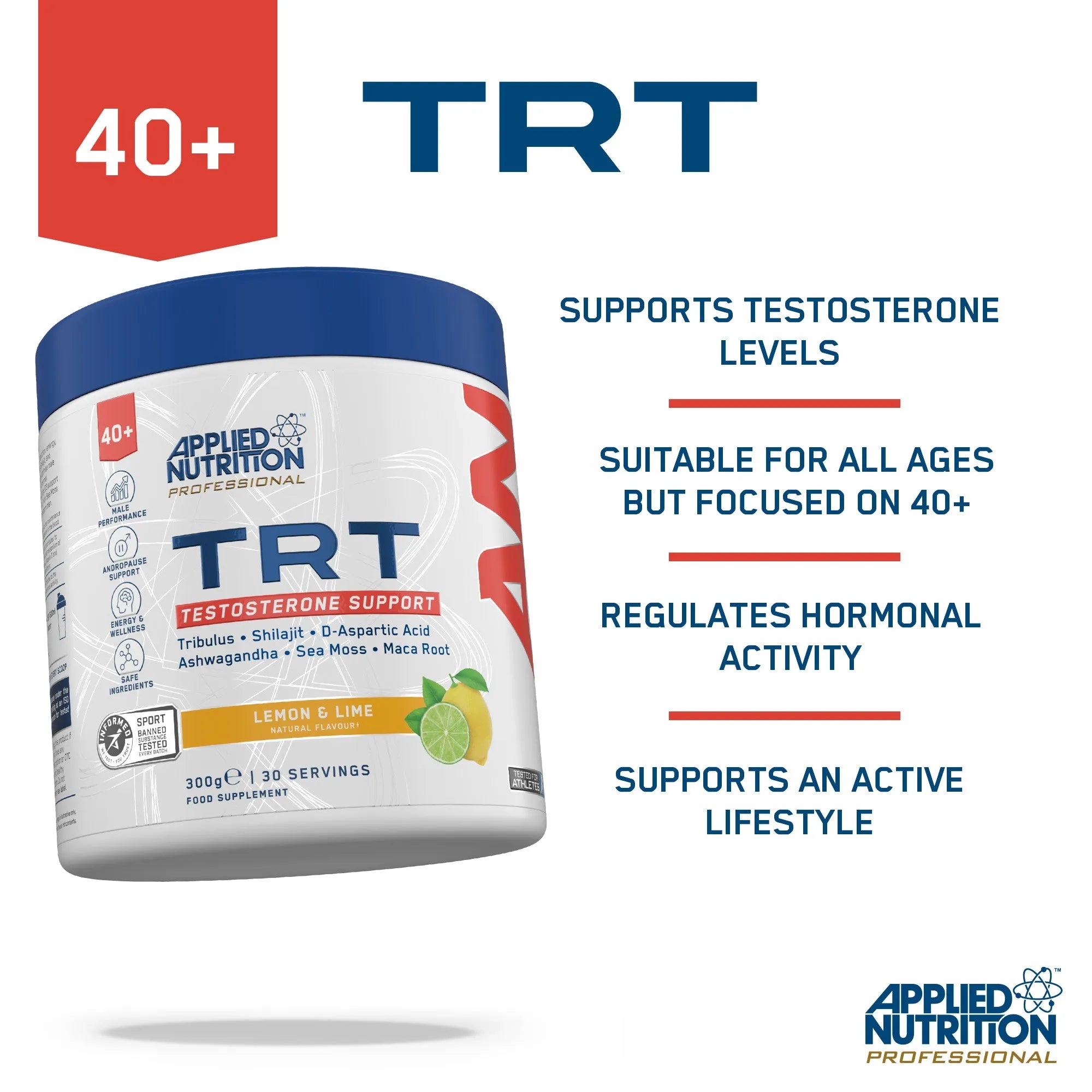 Applied Nutrition TRT testostérone poudre 300g citron