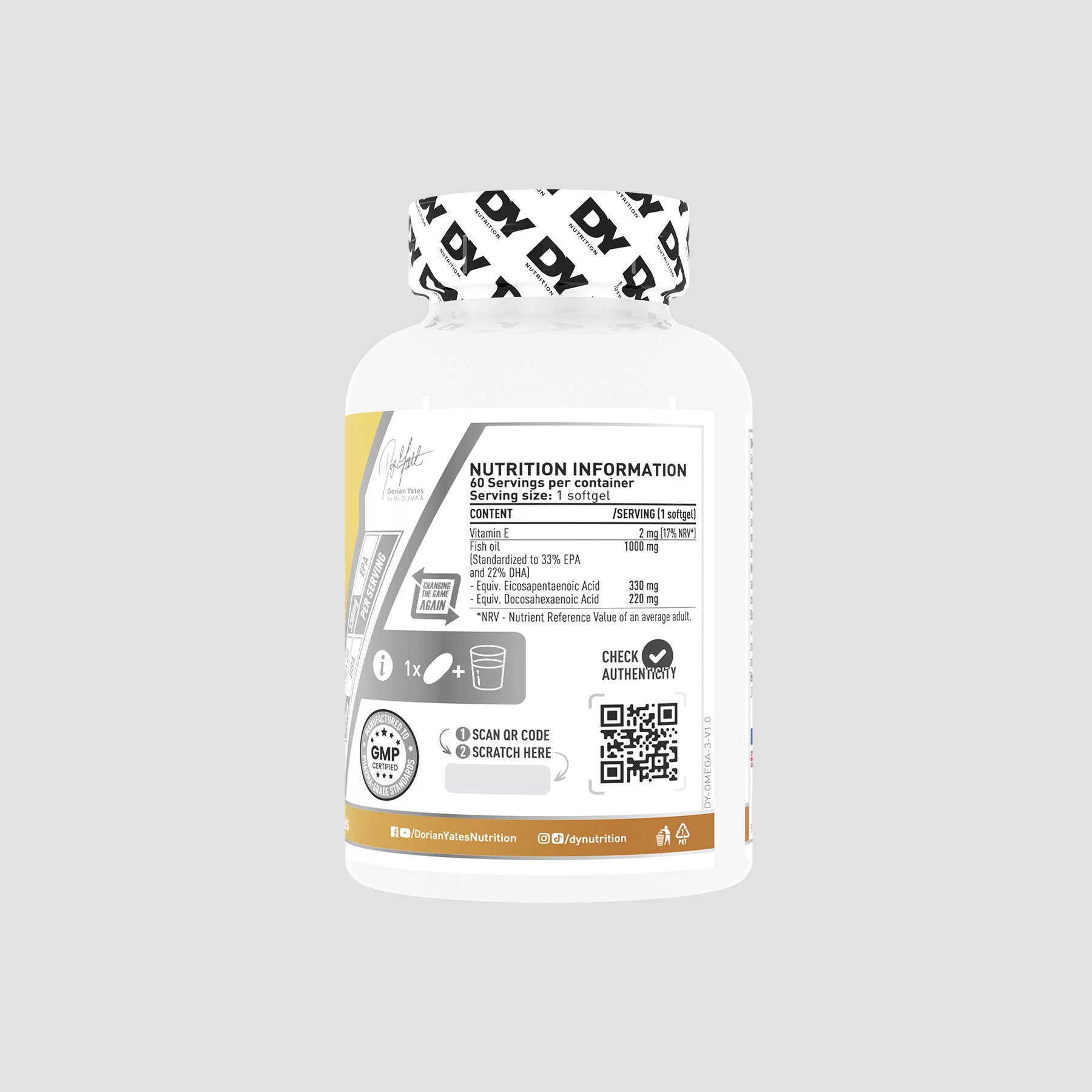 DY Nutrition Oméga-3 Huile de Poisson EPA DHA softgels