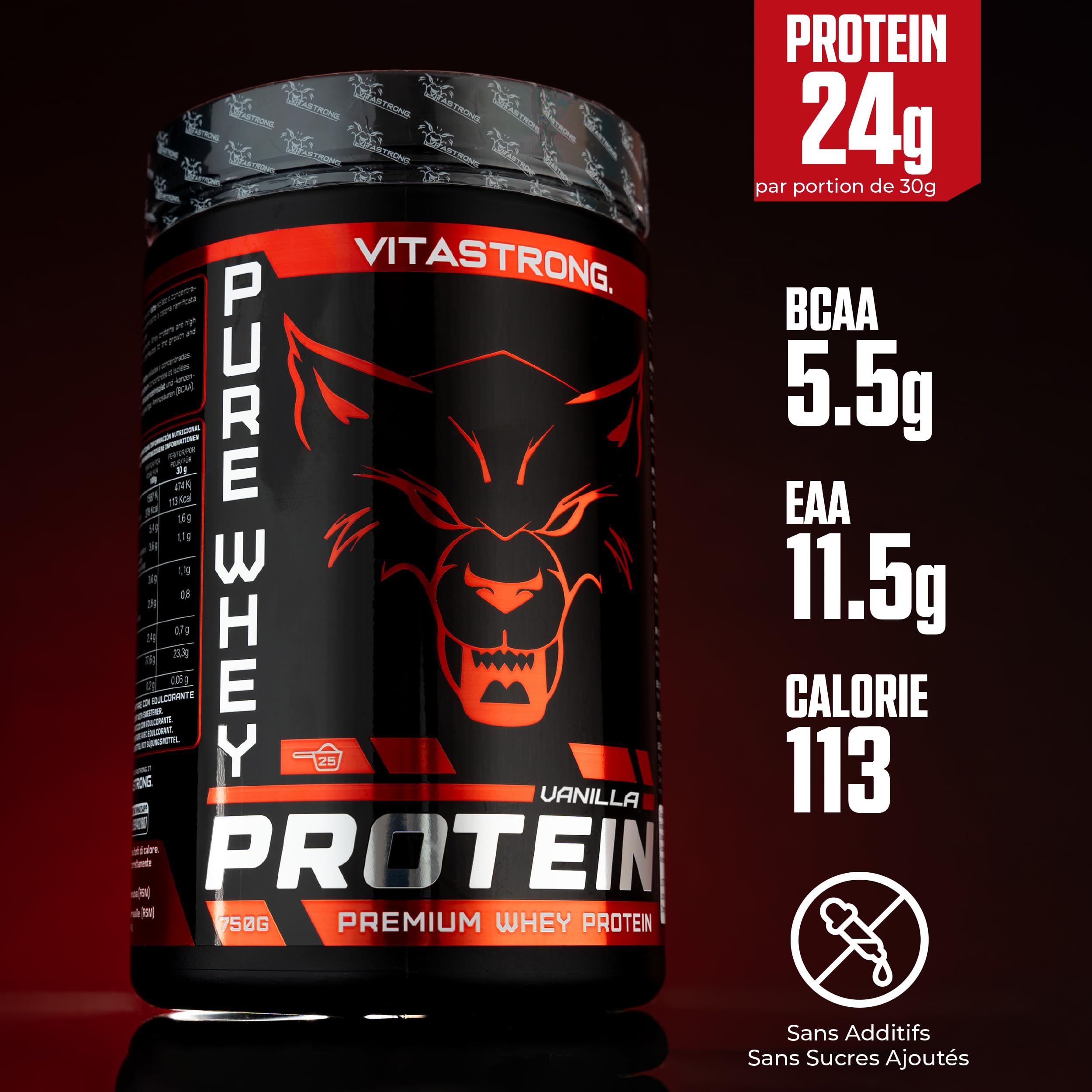 Vitastrong Whey Protein isolate vanille 750 g masse