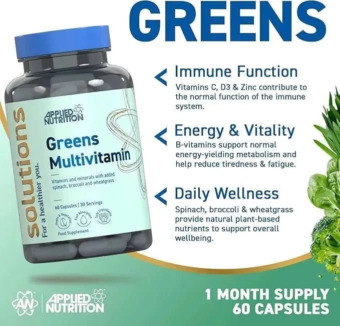 Applied Nutrition Vitality Greens Multivitamin Gélules 60 Capsules