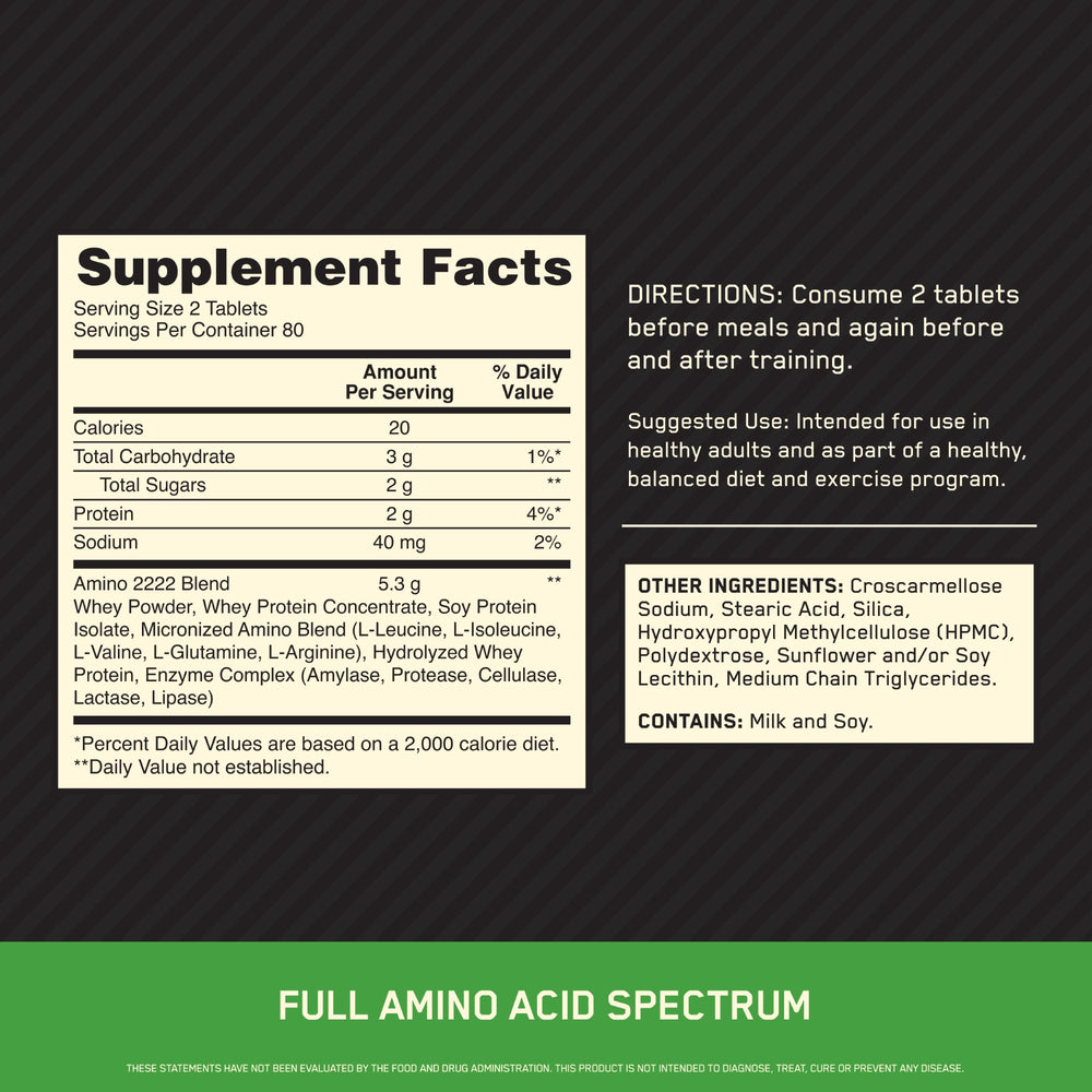 Optimum Nutrition Superior 2222 comprimés acides aminés 2,2g