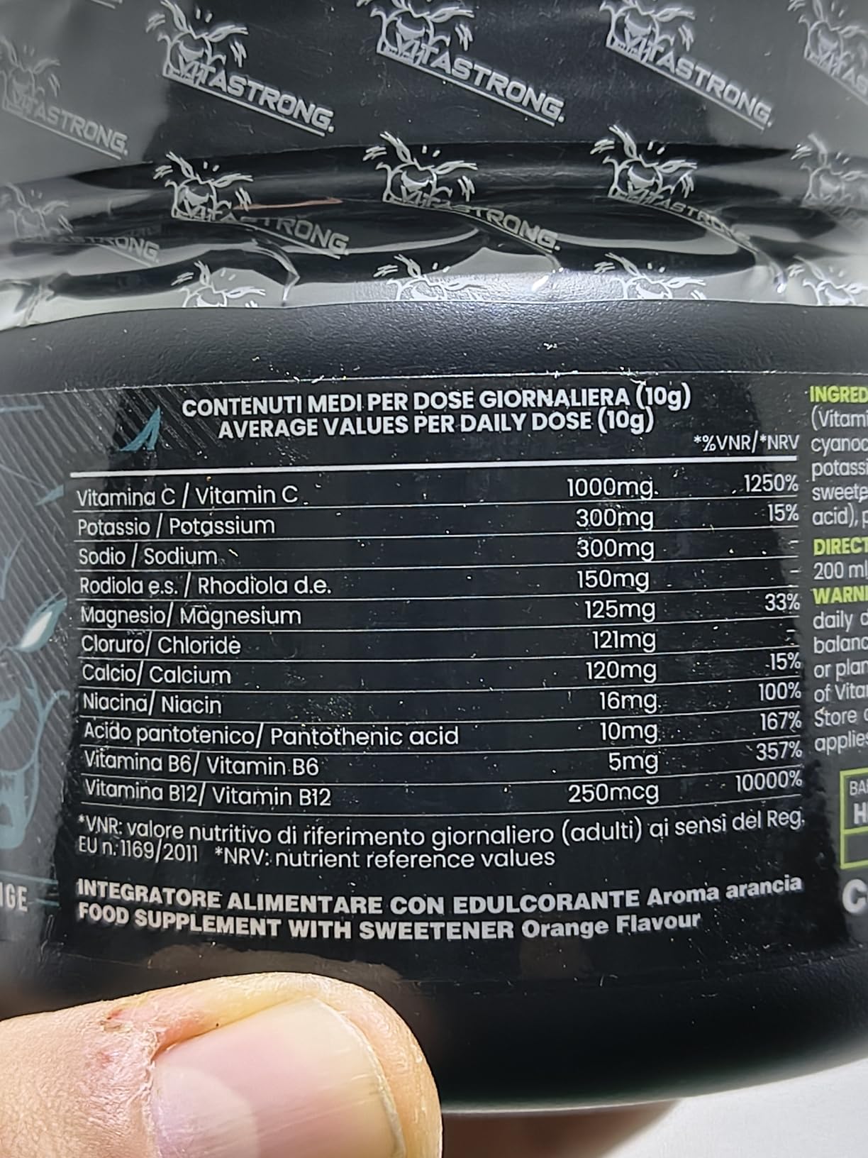 Vitastrong Hydra Pro Électrolytes en Poudre Orange 250g 5 Minéraux