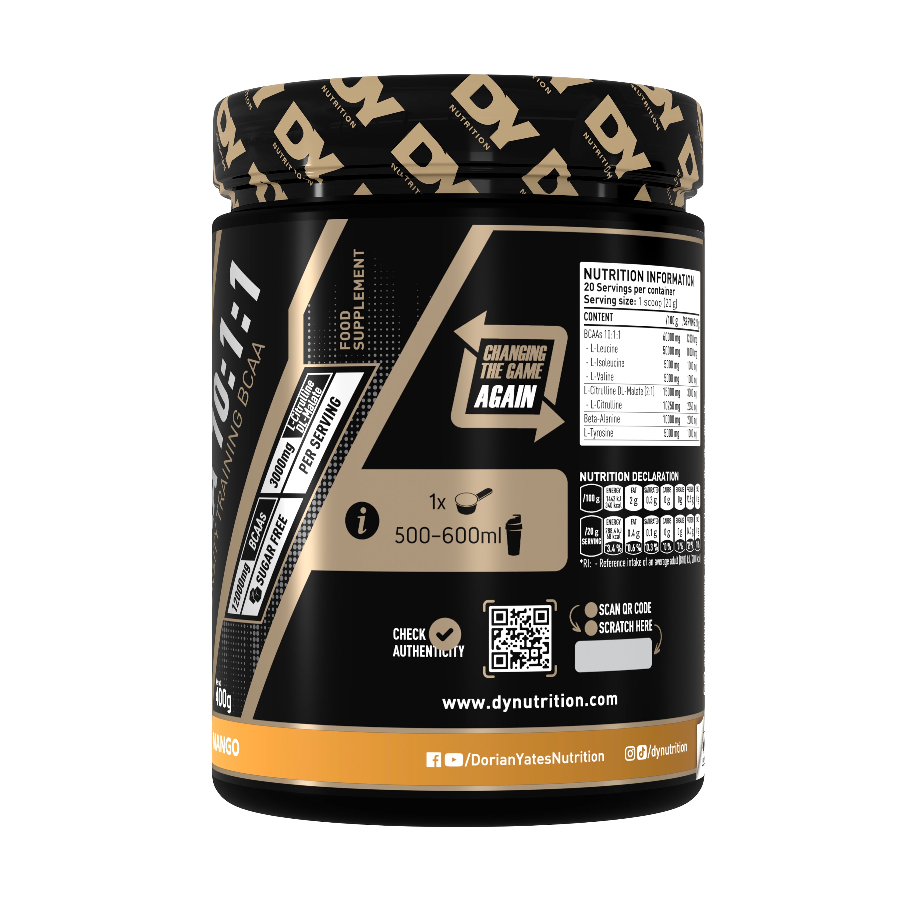 DY Nutrition HIT BCAA 10:1:1 BCAA orange 400 g
