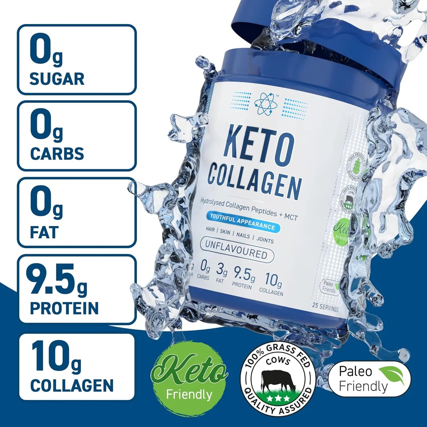Applied Nutrition Collagen Keto Collagène Poudre 325g Neutre
