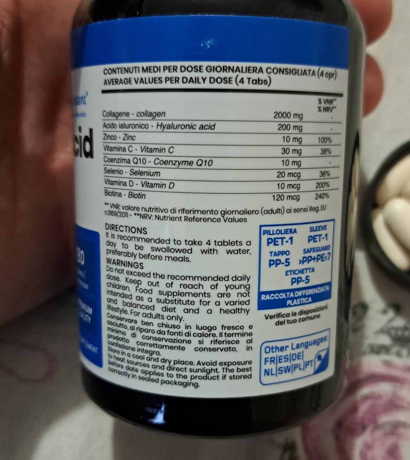 Vitastrong Beauté collagène comprimés 180 acide hyaluronique