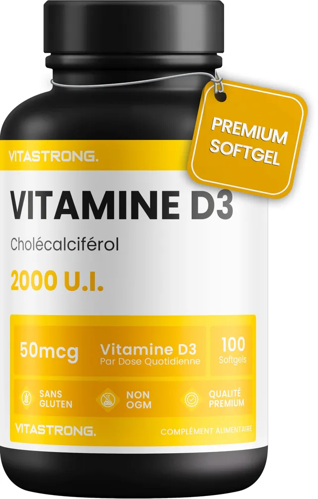 Vitastrong Vitamine D3 2000 UI softgels immunité