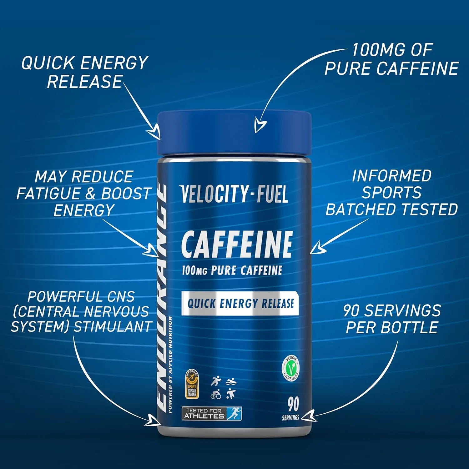 Applied Nutrition Endurance Caffeine Gélules 100 mg 90 Capsules