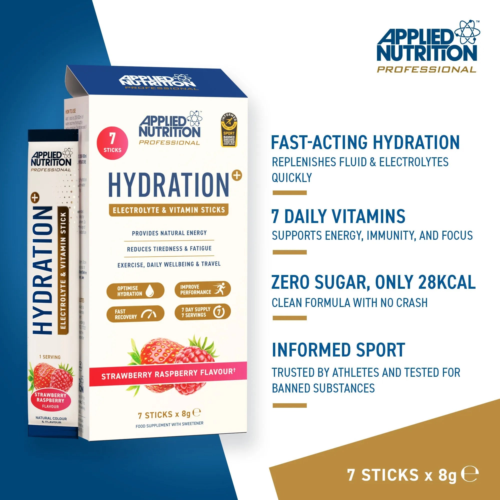 Applied Nutrition Hydration+ électrolytes Tropical Vibes 7 sticks