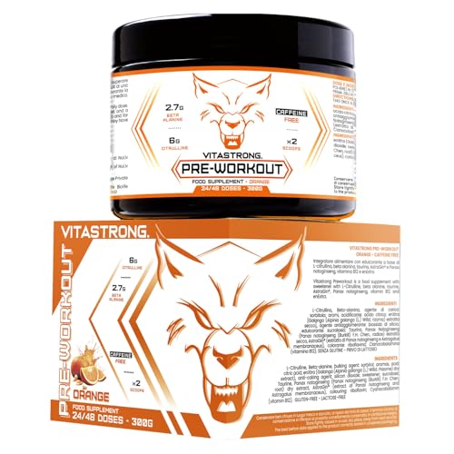 Vitastrong Pre Workout Sans Caféine Poudre Orange 300g 24 Doses