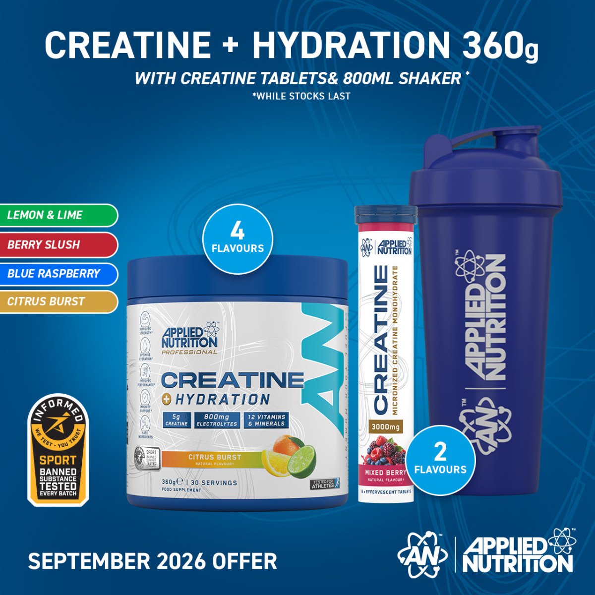 Applied Nutrition Creatine + Hydration Poudre 330g Nature