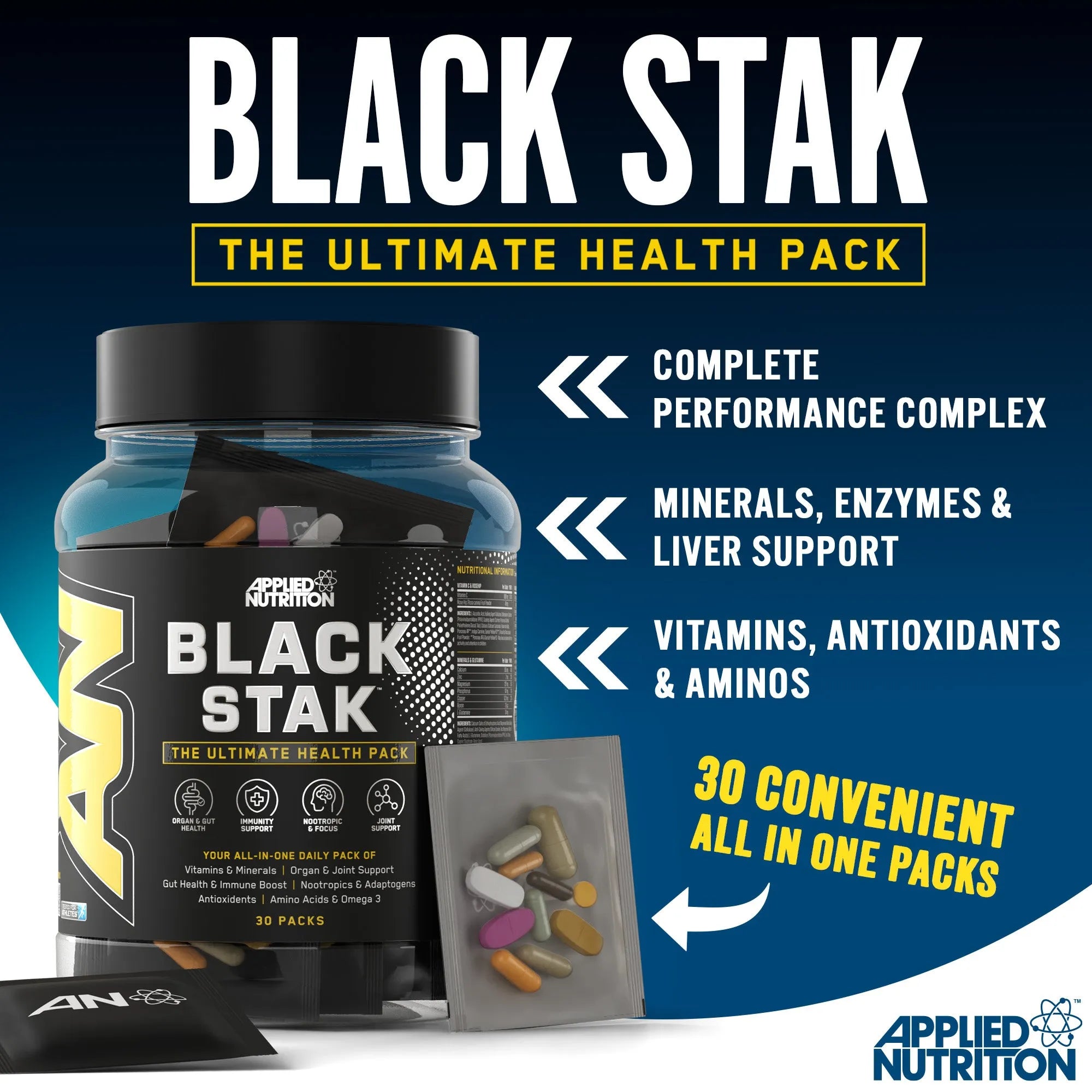 Applied Nutrition Black Stak pack santé 30 sachets vitamines