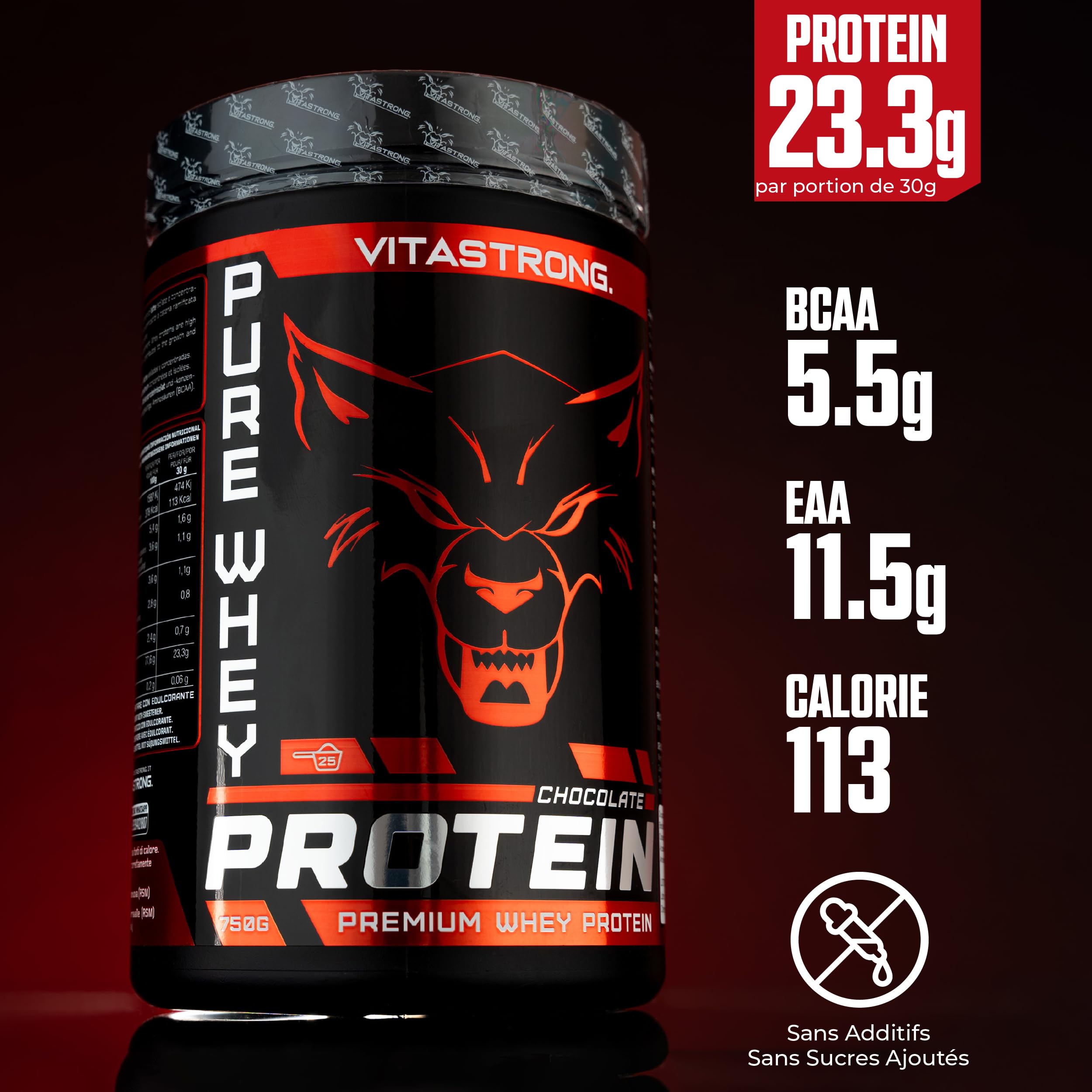 Vitastrong Protéines Whey Isolat Concentré chocolat 23 g