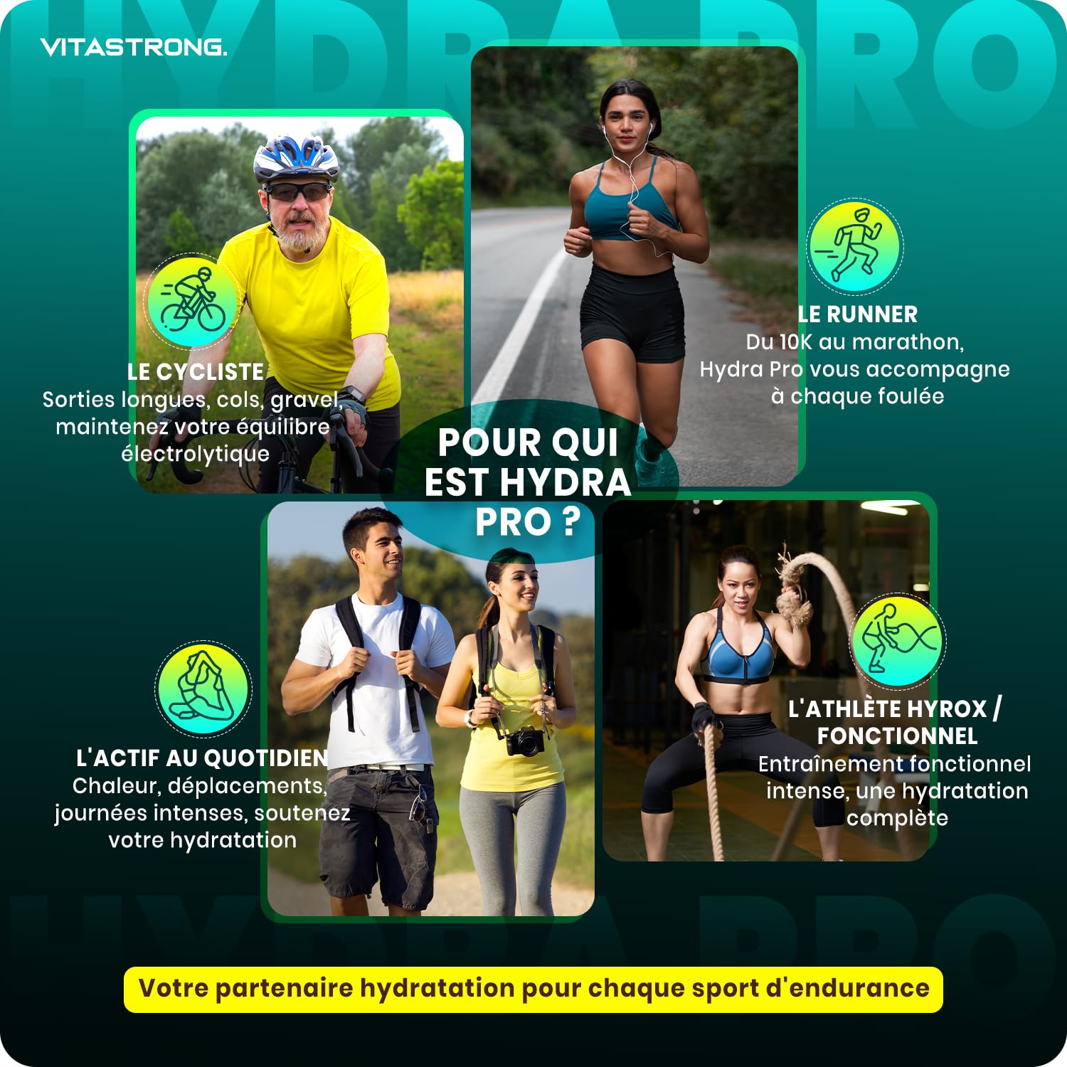 Vitastrong Hydra Pro Électrolytes en Poudre Orange 250g 5 Minéraux