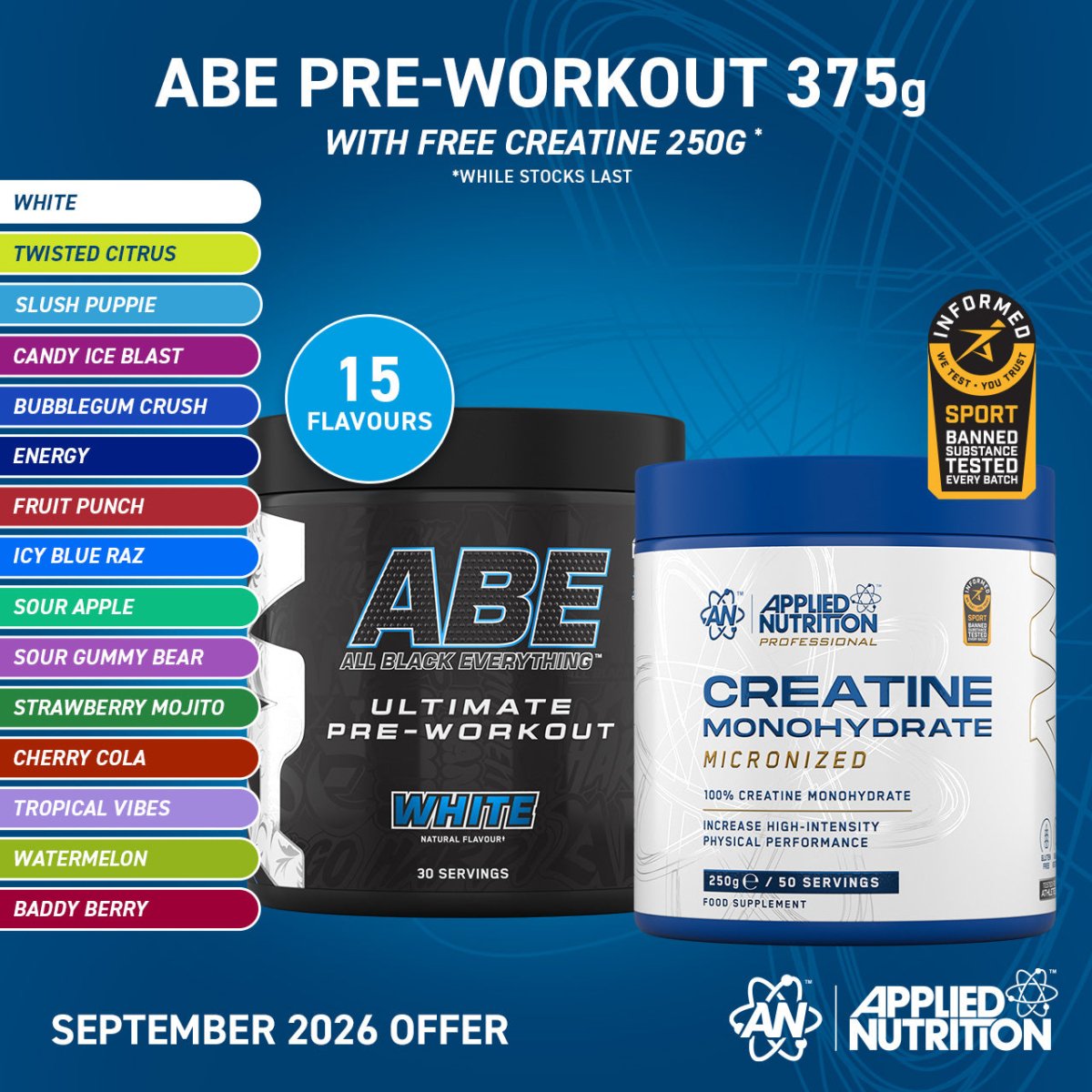 Applied Nutrition ABE pré-workout poudre 375g 30 doses